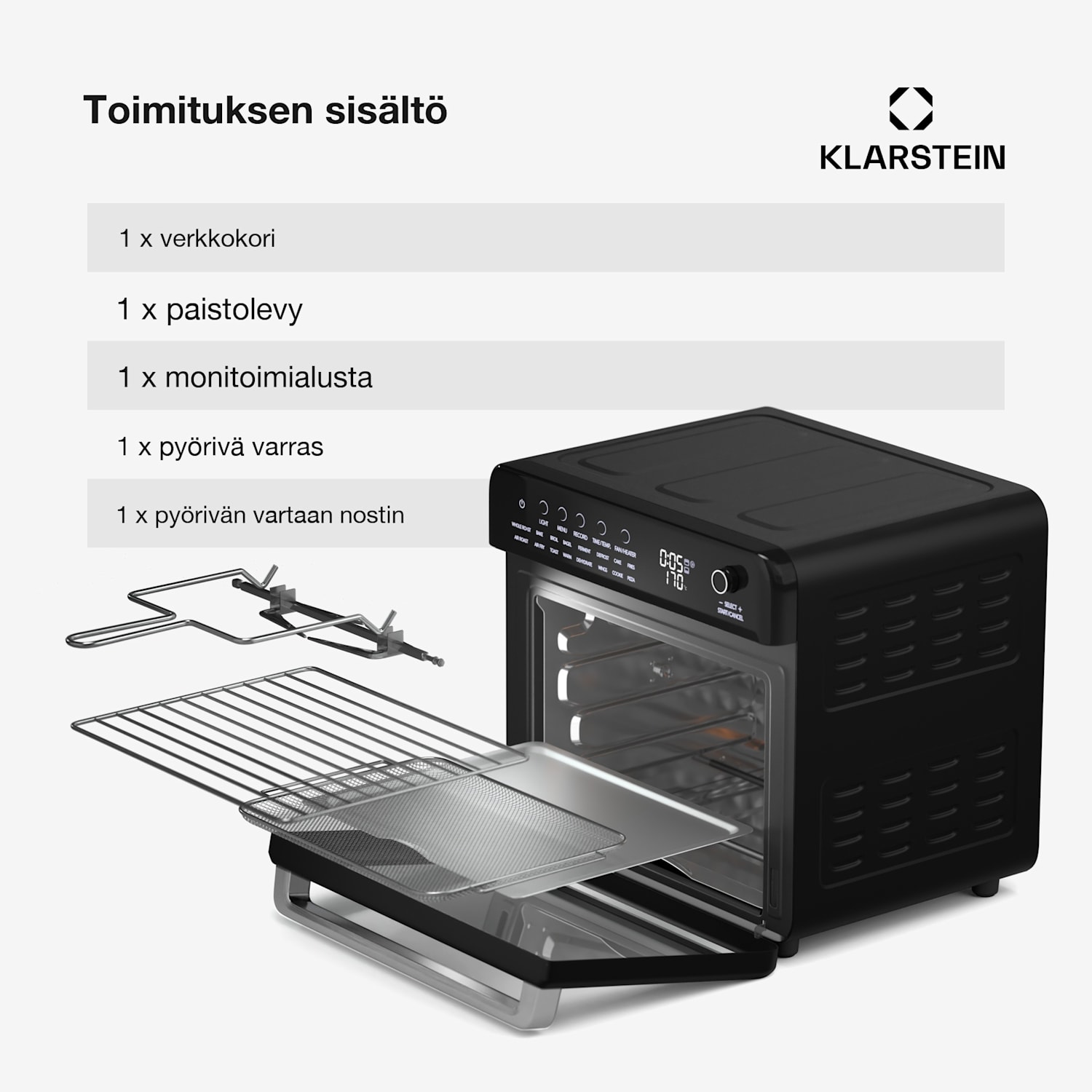 Air Glaze Digital kuumailmakeitin | 2100 W | 16 ohjelmaa | sovellus | 34 litraa | sis. lisävarustesetin Digitaalinen | Musta