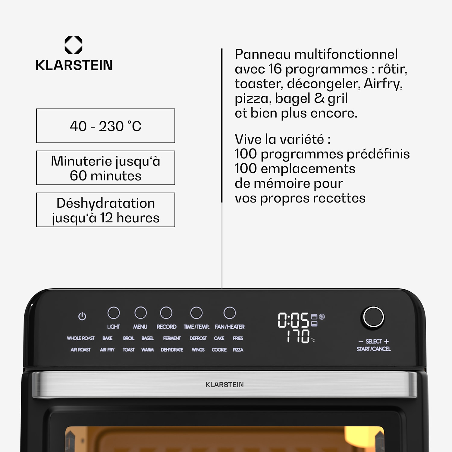 AirGlaze Digital friteuse à air chaud | 2100 W | 16 programmes | Application | 34 litres | avec un ensemble d'accessoires Numérique | Noir
