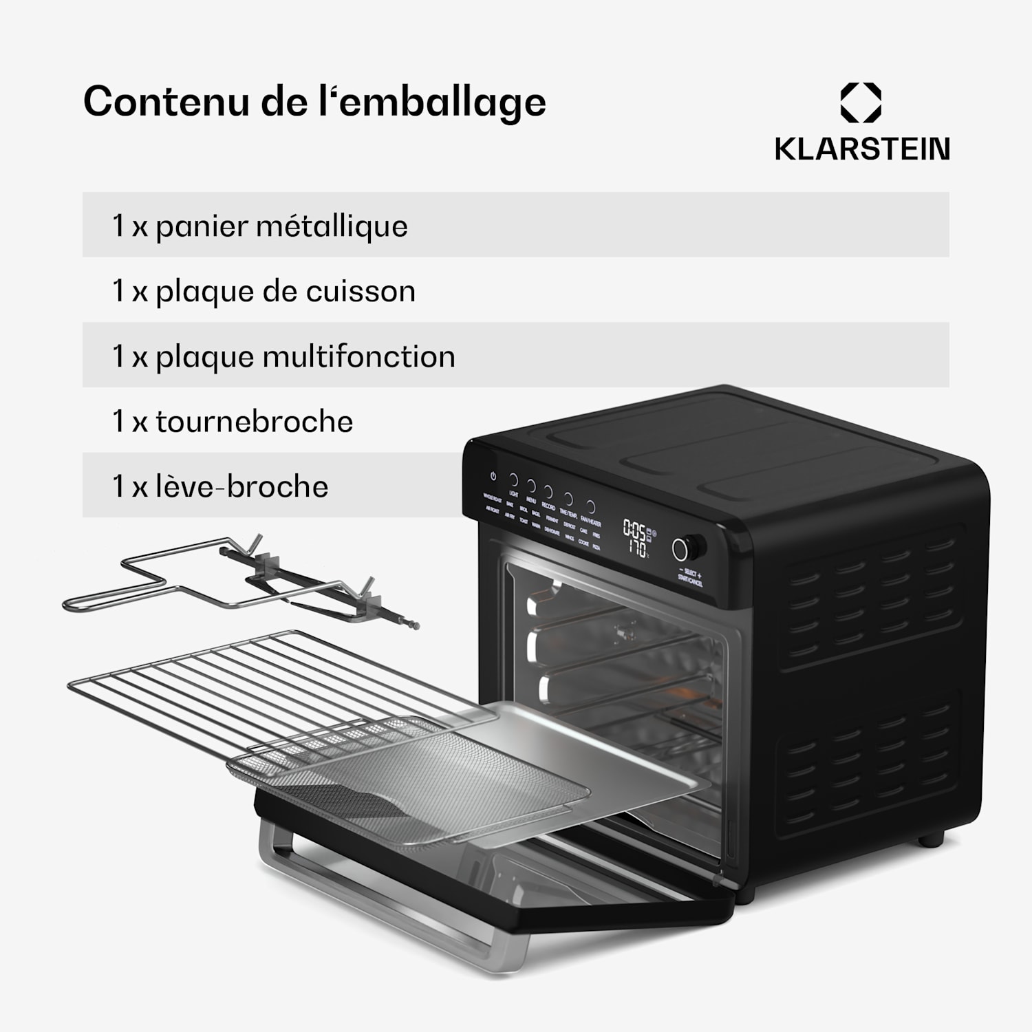 AirGlaze Digital friteuse à air chaud | 2100 W | 16 programmes | Application | 34 litres | avec un ensemble d'accessoires Numérique | Noir