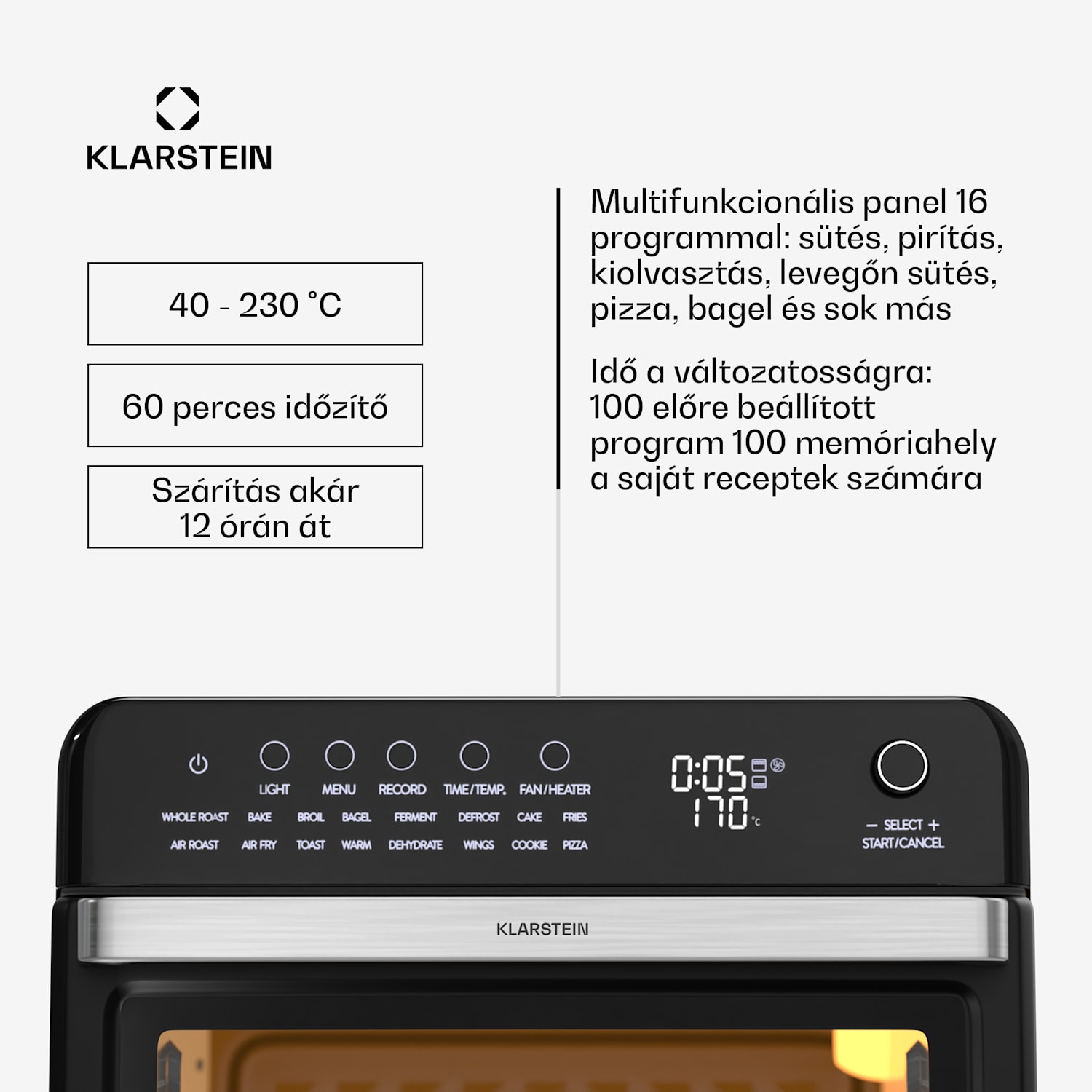 Air Glaze Digital forrólevegős fritőz, 2100 W, 16 program, alkalmazás, 34 liter, tartozékkészlettel együtt 