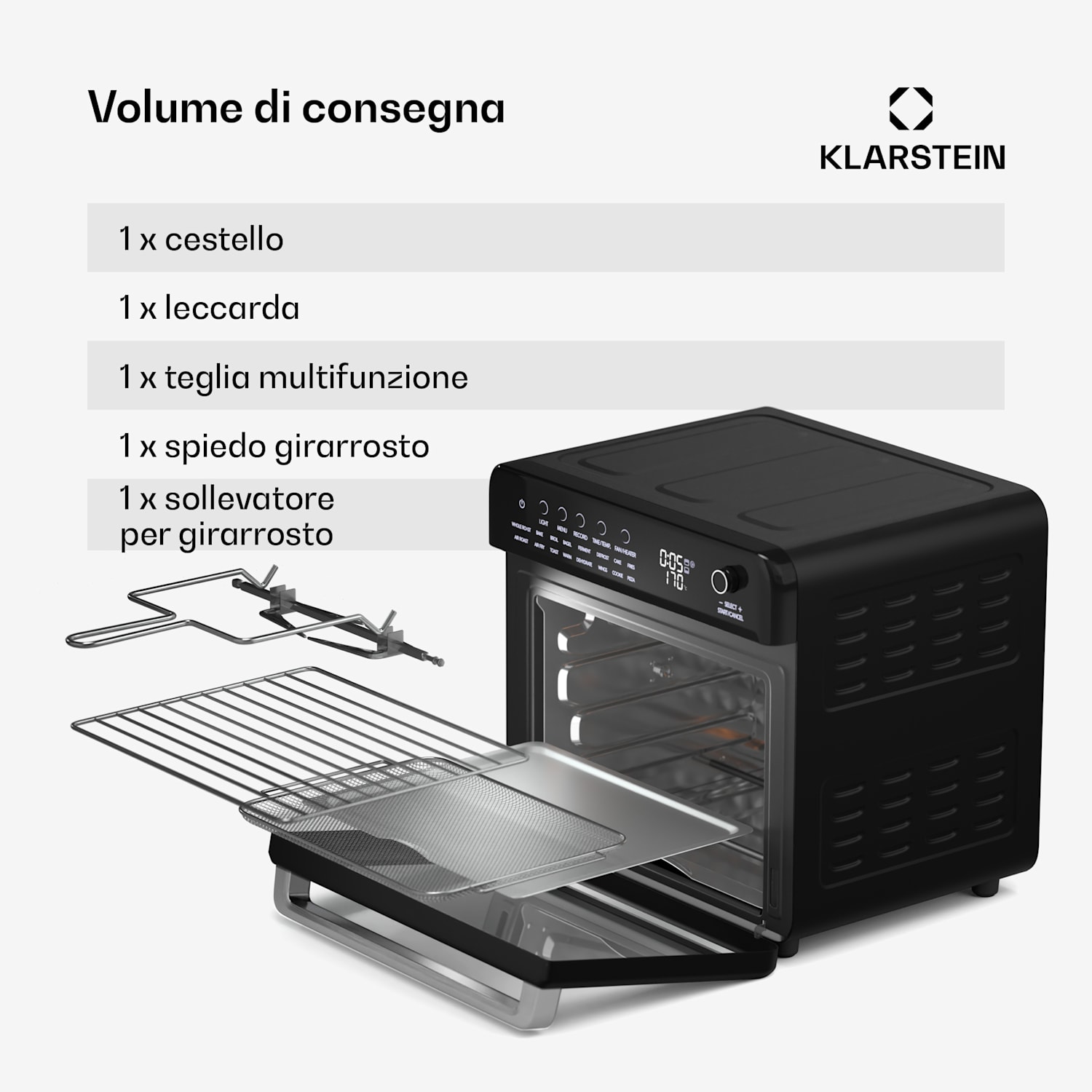 Air Glaze Digital - Friggitrice ad aria | 2100 watt | 16 programmi | App | 34 litri | Set di accessori incluso 