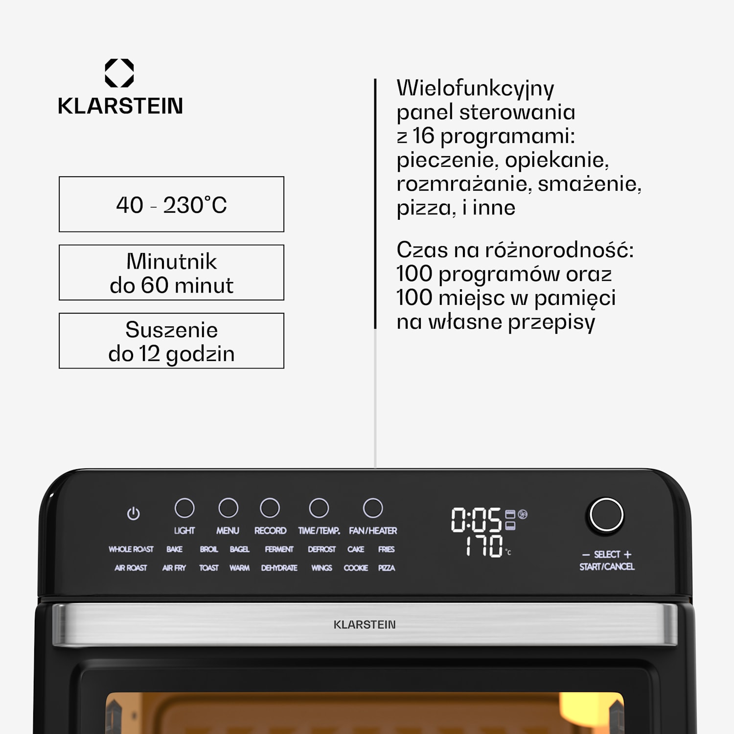 Cyfrowa frytownica na gorące powietrze Air Glaze, 2100 W, 16 programów, aplikacja, 34 litry, z zestawem akcesoriów cyfrowe | Czarny