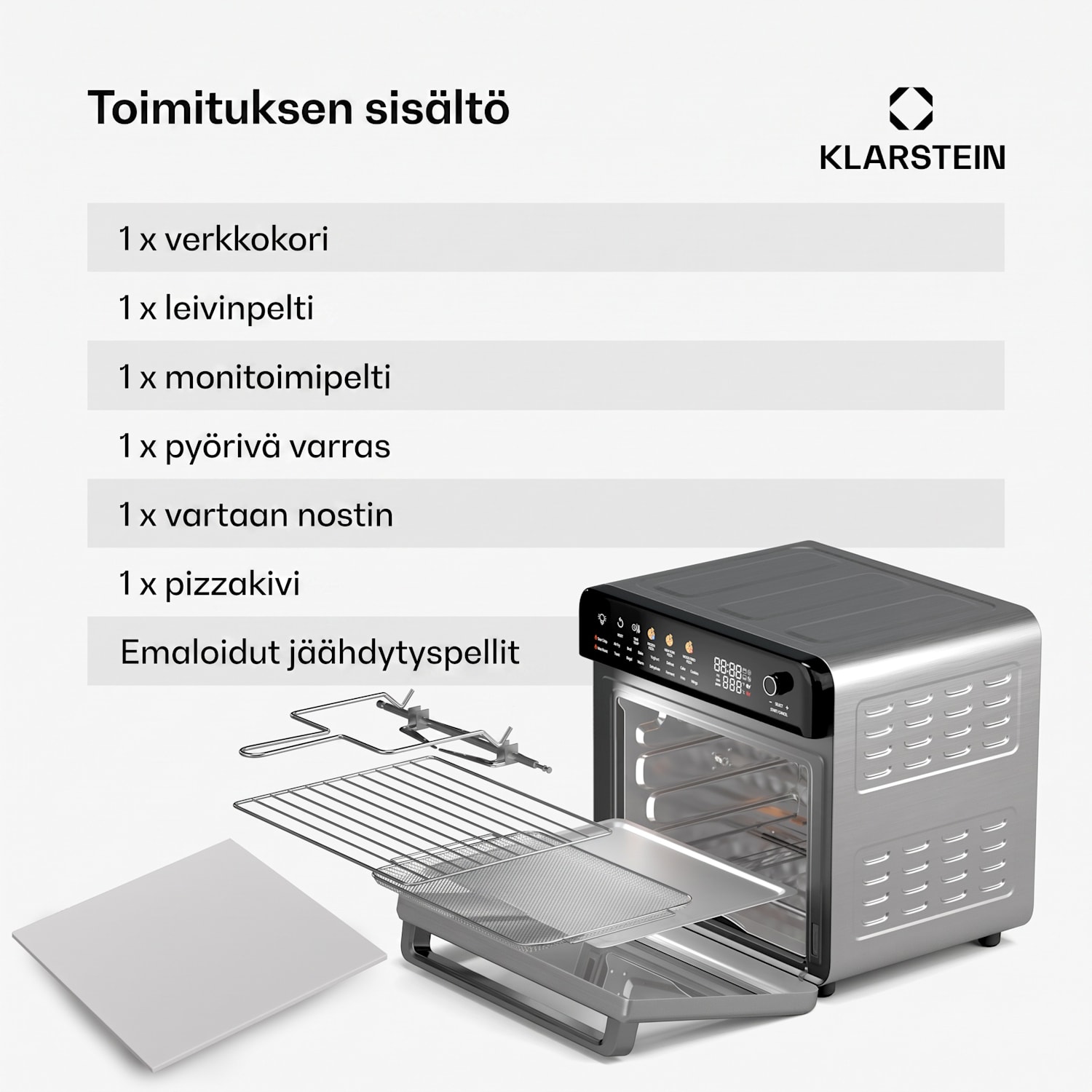 AirGlaze Digital kuumailmakeitin | 2000 W | 16 ohjelmaa | sis. astianpesukoneen kestävät lisävarusteet Digitaalinen värillisillä kuvakkeilla | Ruostumaton Teräs