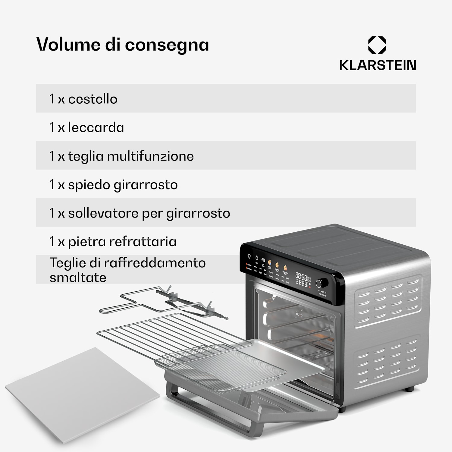 AirGlaze Digital - Friggitrice ad aria calda | 2200 W | 19 programmi | Accessori lavabili in lavastoviglie inclusi Digitale con icone a colori | Acciaio inox