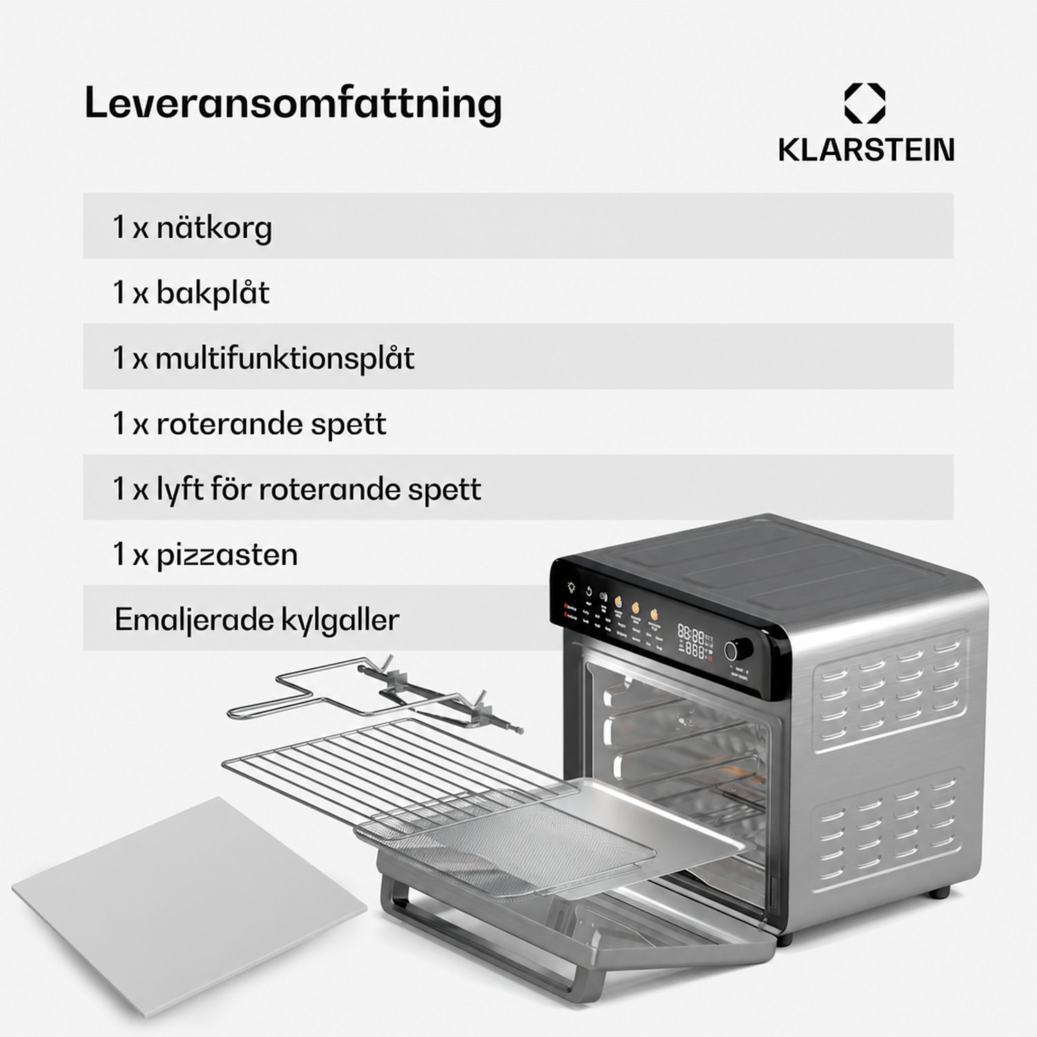 AirGlaze Digital varmluftsfritös | 2000 W | 16 program | inkl. tillbehör som tål maskindisk Digital med färgikoner | Rostfritt Stål