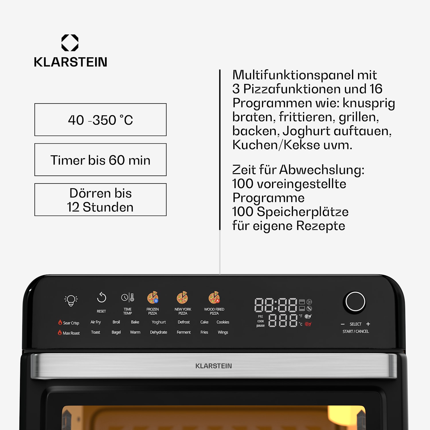 AirGlaze Digital Heißluftfritteuse | 2200 W | 19 Programme | inkl. spülmaschinenfestem Zubehör 