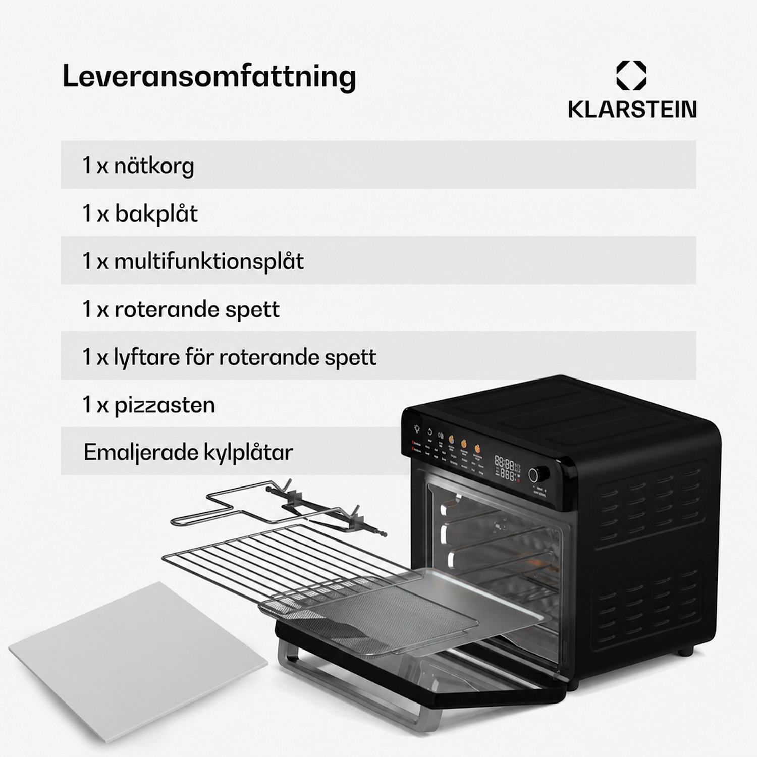 AirGlaze Digital varmluftsfritös | 2000 W | 16 program | inkl. tillbehör som tål maskindisk Digital med färgikoner | Svart