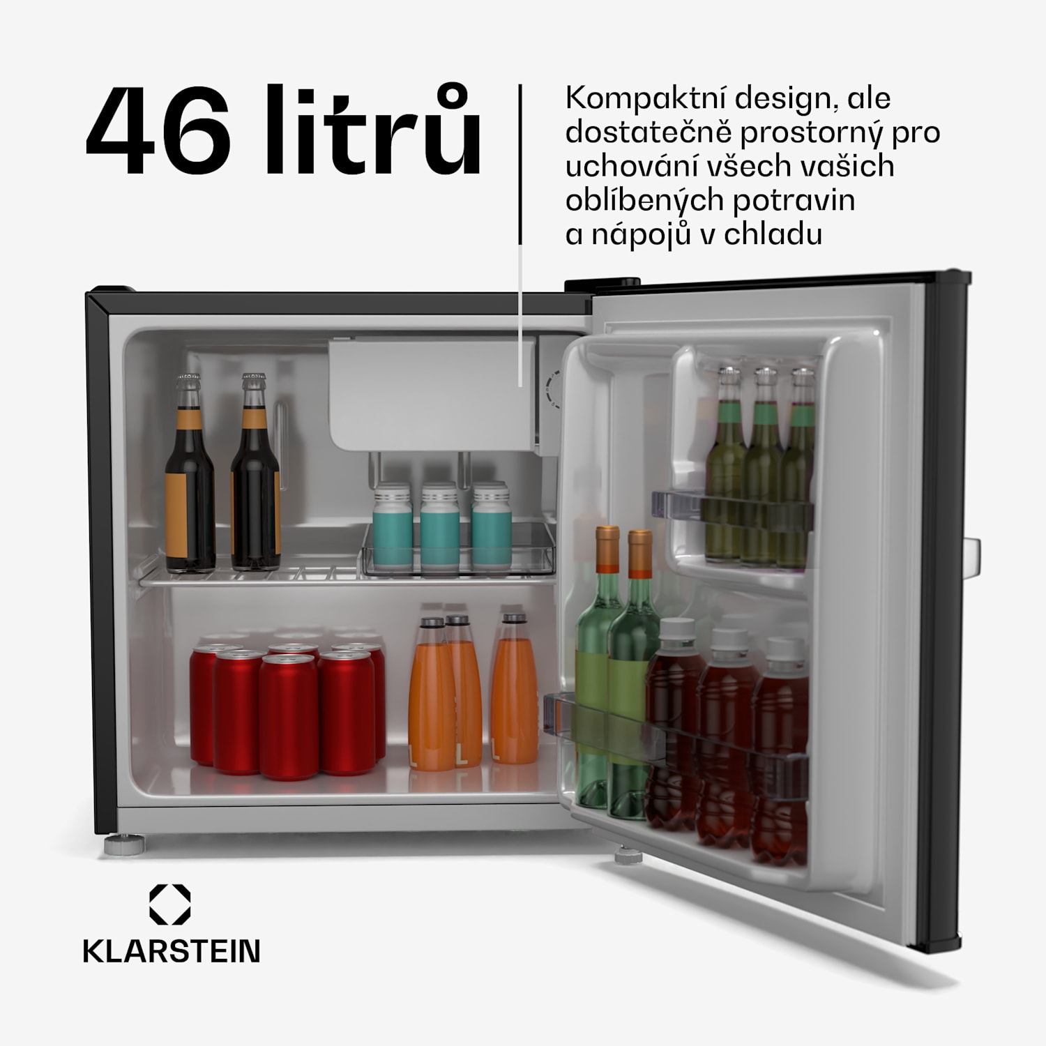 Mini lednička Irene, Retro, 46 l, 37 dB tichý provoz, EEK D, 0-10 °C Černá