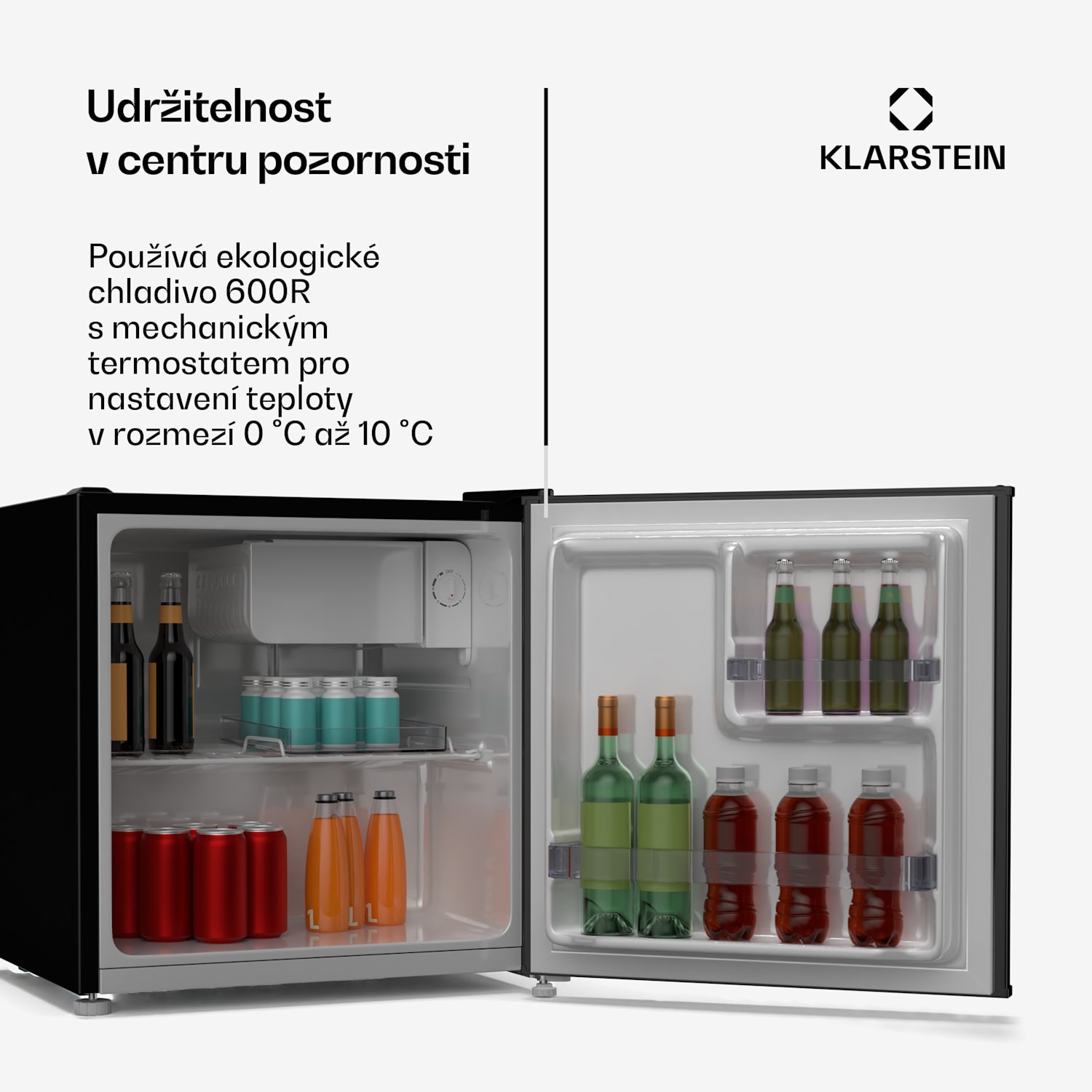 Mini lednička Irene, Retro, 46 l, 37 dB tichý provoz, EEK D, 0-10 °C Černá