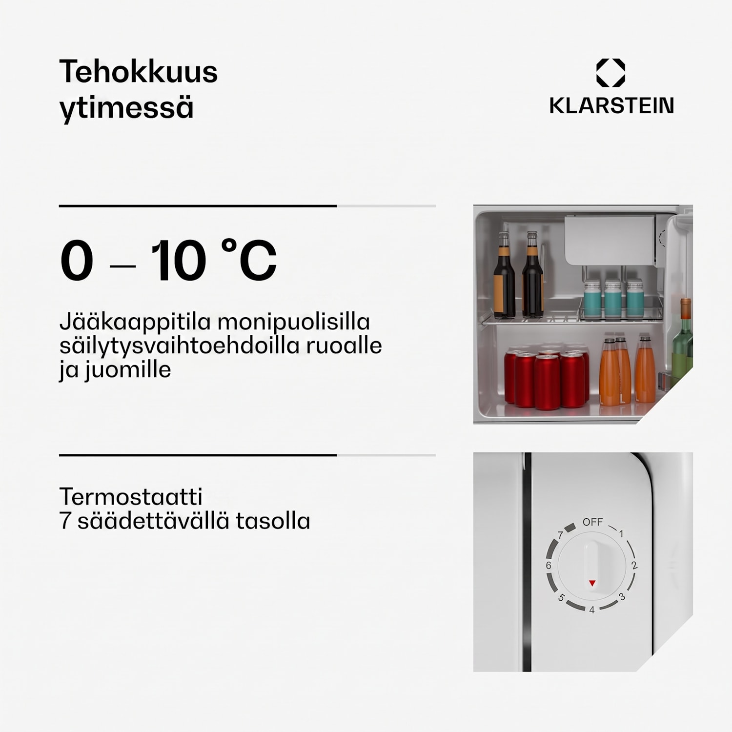 Irene Mini jääkaappi | retro | 46 l | 37 dB hiljainen | energiatehokkuusluokka D | 0 - 10 °C Musta