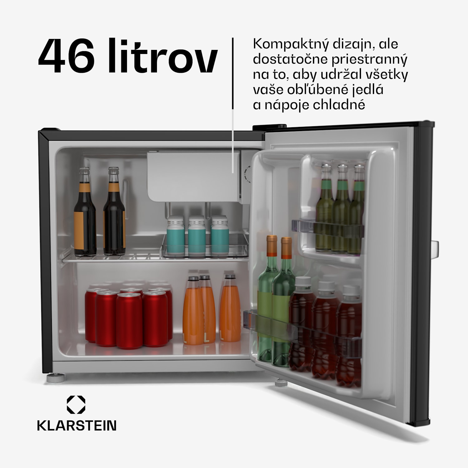 Irene Mini chladnička, Retro, 46 l, 37 dB tichý chod, EEK D, 0-10 °C Čierna