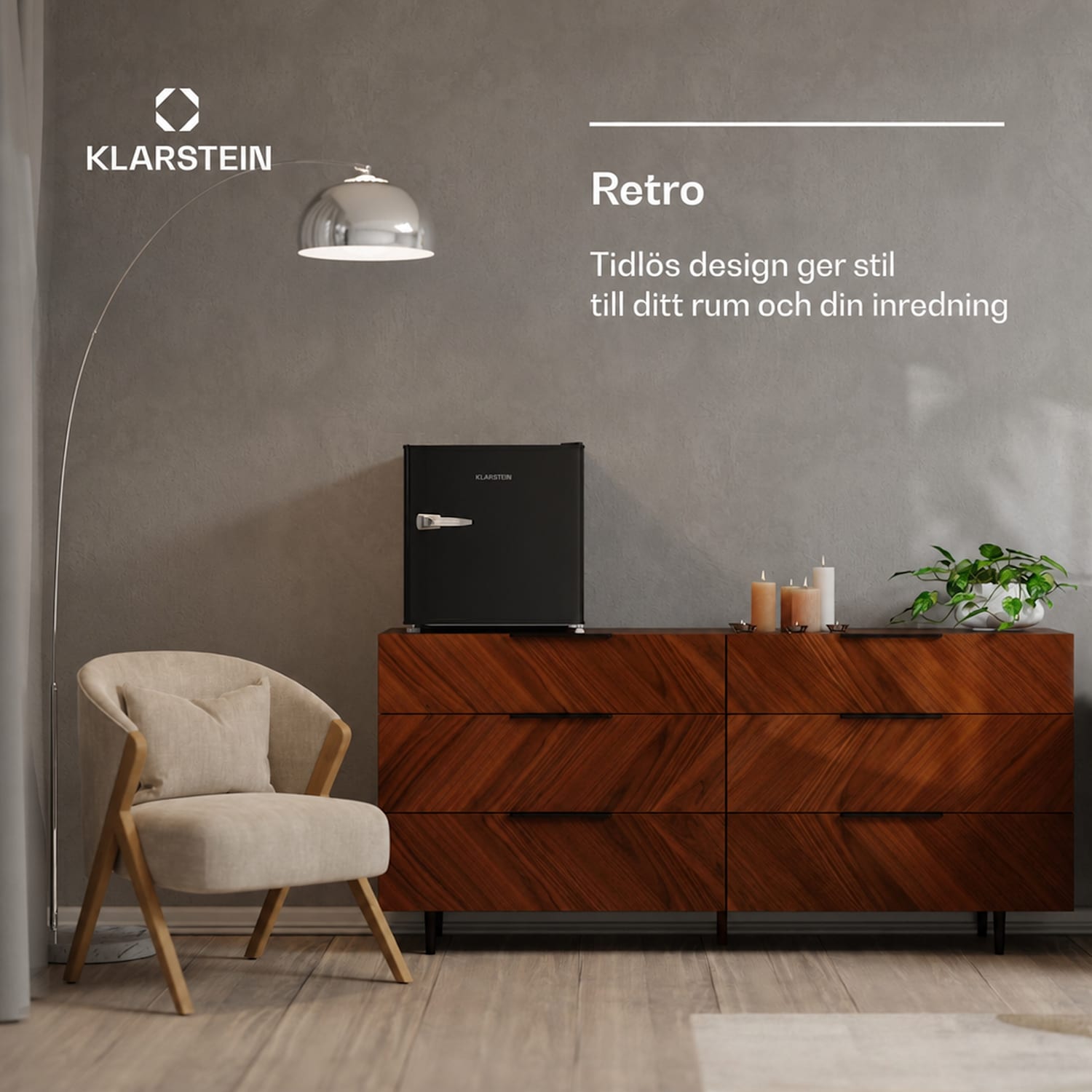 Irene Minikylskåp | Retro | 46 l | 37 dB tyst | energiklass D | 0–10 °C Svart