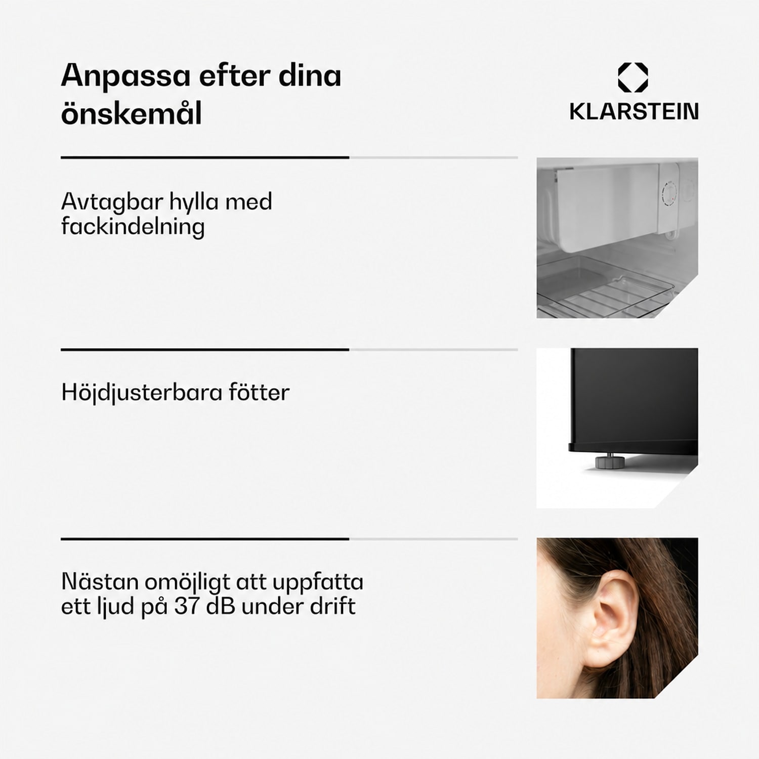 Irene Minikylskåp | Retro | 46 l | 37 dB tyst | energiklass D | 0–10 °C Svart
