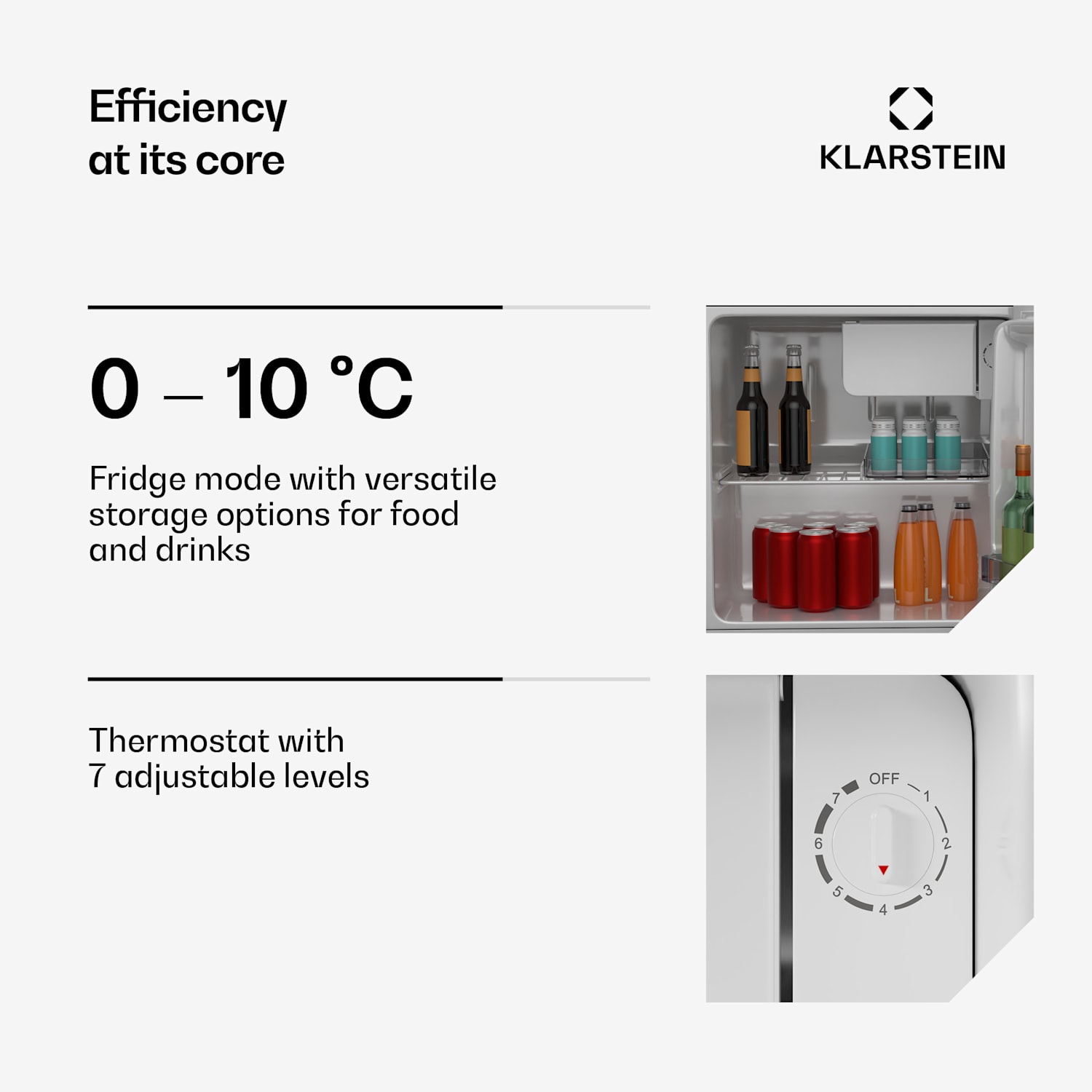 Irene Mini jääkaappi | retro | 46 l | 37 dB hiljainen | energiatehokkuusluokka D | 0 - 10 °C Musta