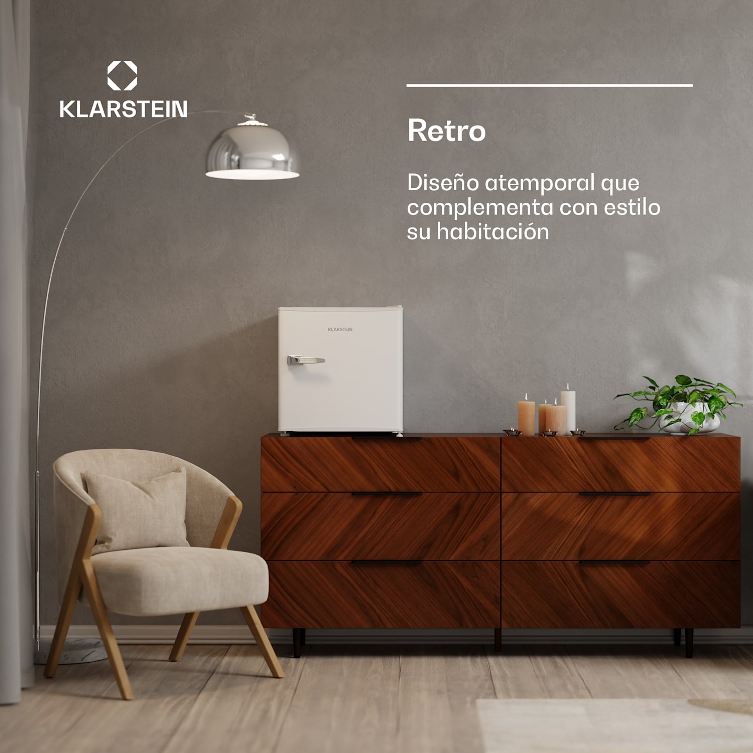 Mini nevera Irene | Retro | 46L | 37 dB silencio | EEK D | 0-10°C Blanco