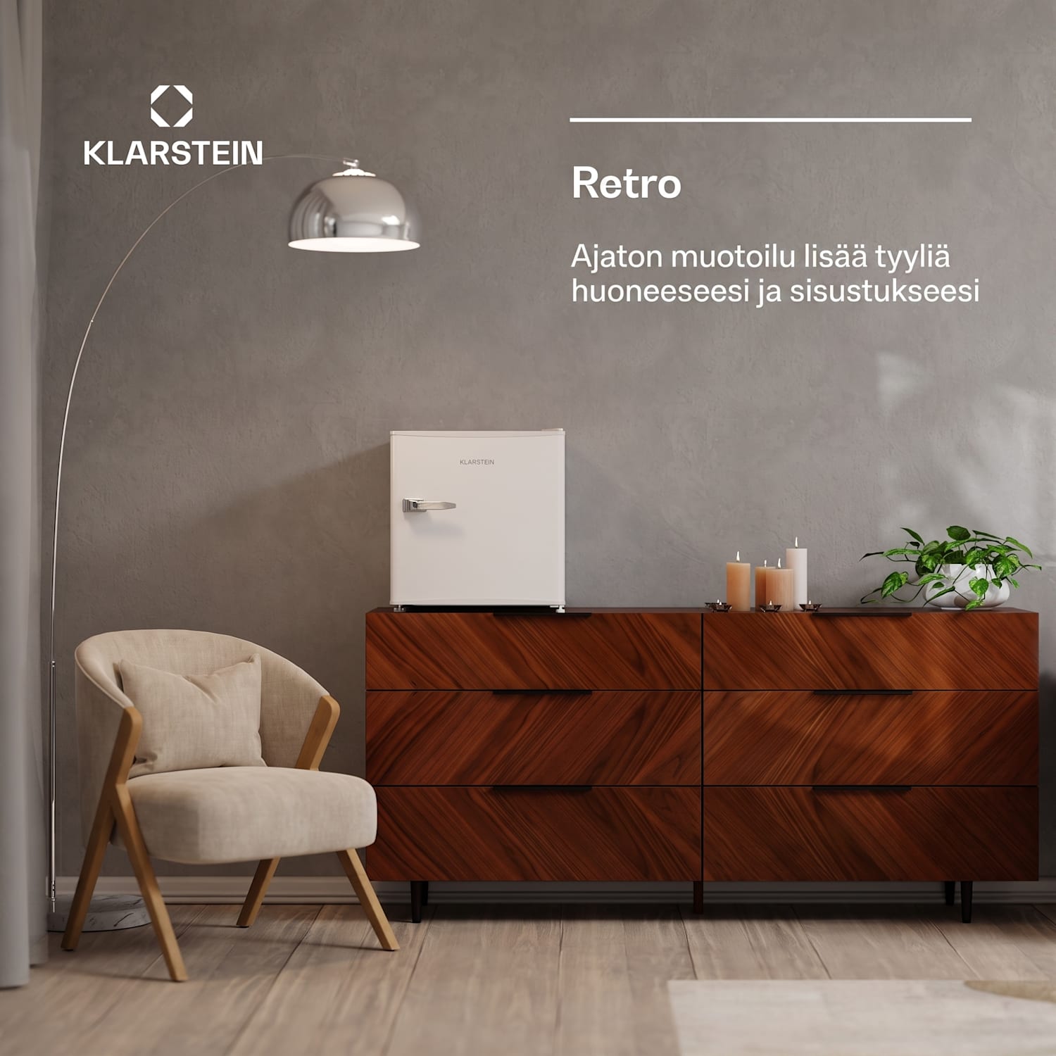Irene Mini jääkaappi | retro | 46 l | 37 dB hiljainen | energiatehokkuusluokka D | 0 - 10 °C Valkoinen