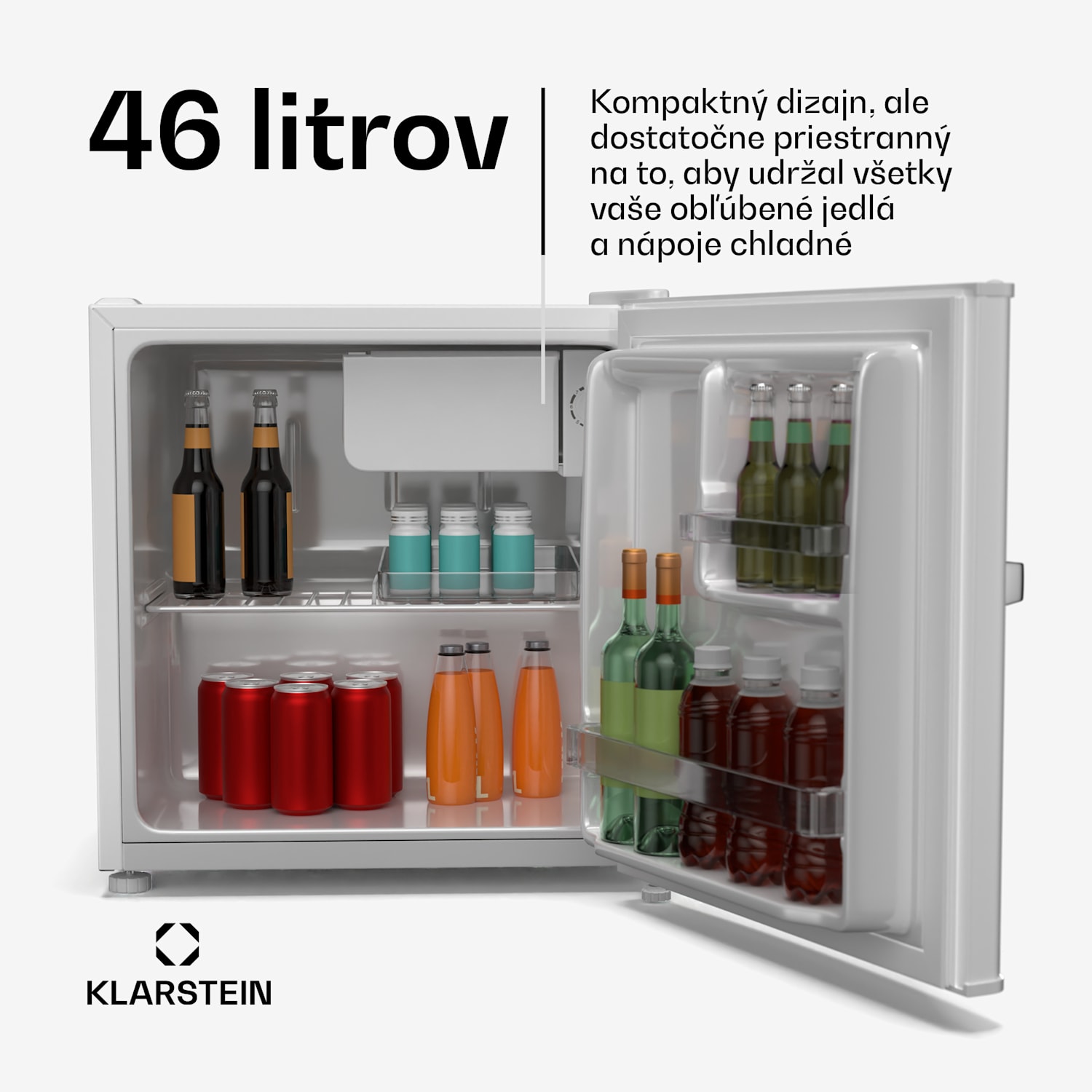 Irene Mini chladnička, Retro, 46L, hlučnosť 37 dB, EEK D, 0-10 °C Biela