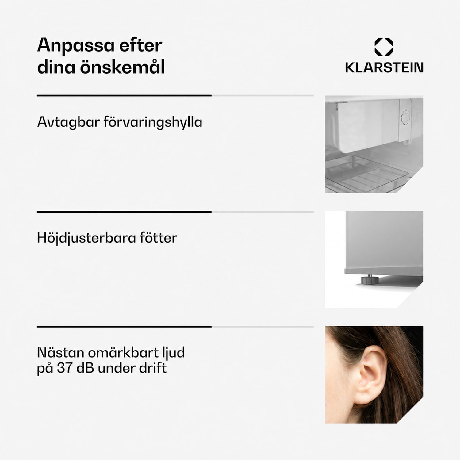 Irene Minikylskåp | Retro | 46 l | 37 dB tyst | energiklass D | 0–10 °C Vit