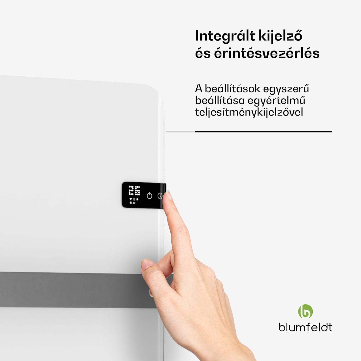 Intelligens infravörös hősugárzó, törölközőmelegítő, 500 W teljesítmény, IP24 Fehér