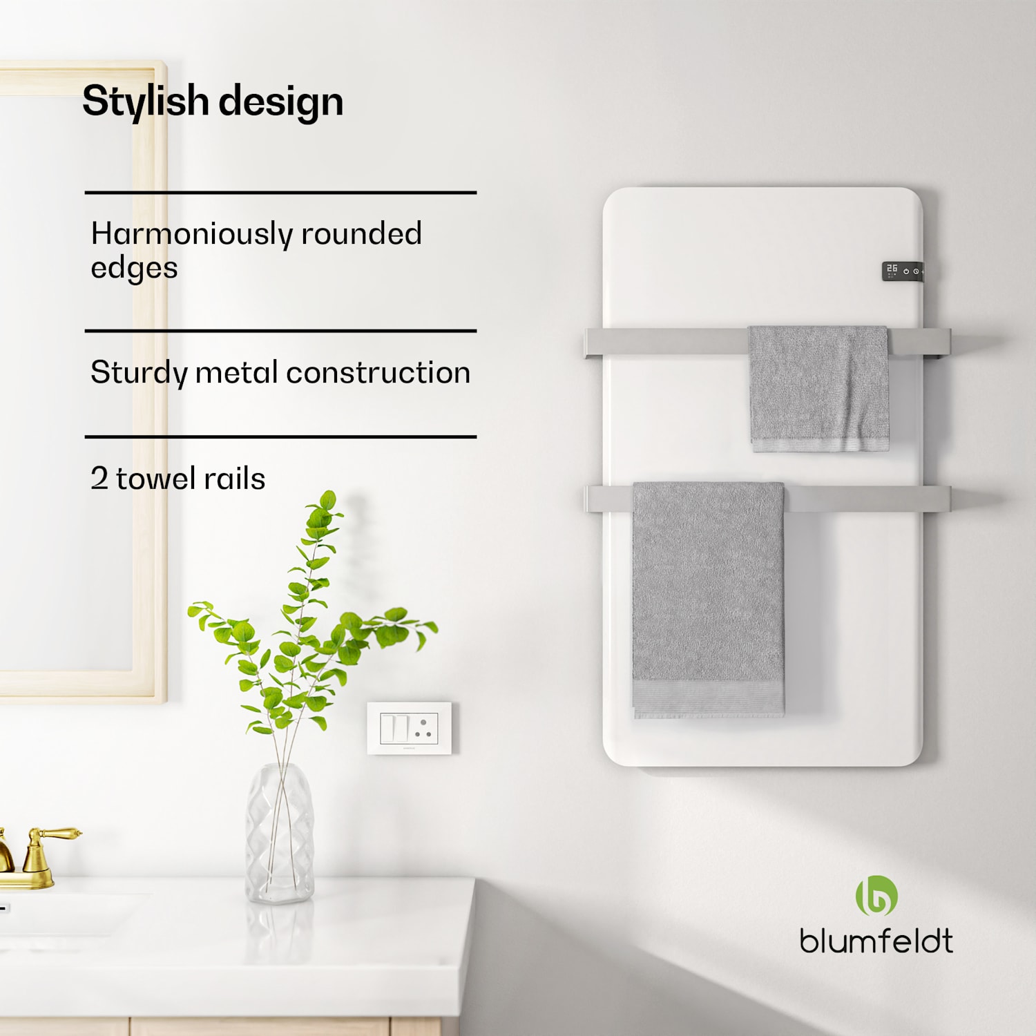 Slimme infraroodverwarming | infrarood verwarming | handdoekradiator | 500 W vermogen | IP24 Wit