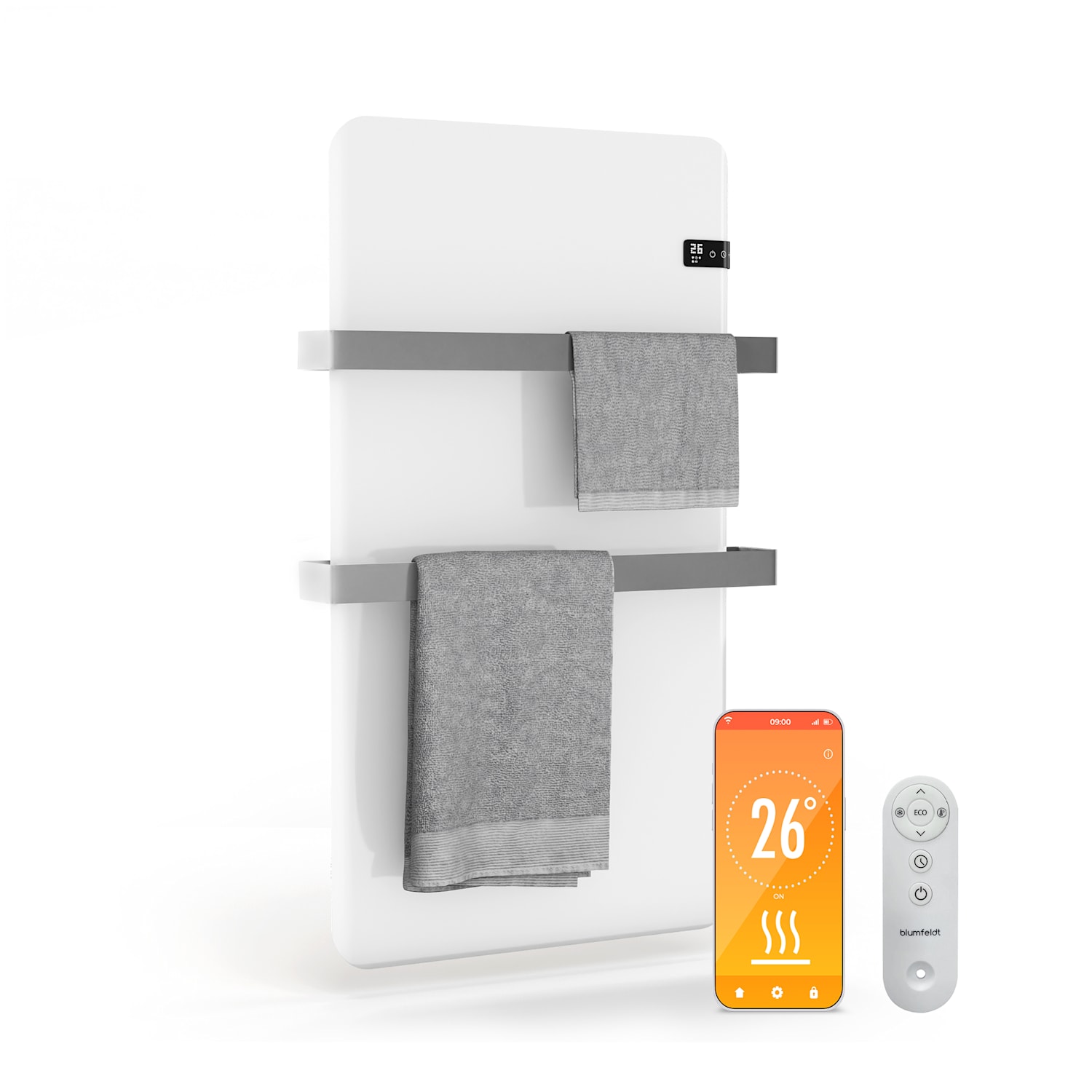 Încălzitor infraroșu inteligent, încălzitor de prosoape, 500 W, IP24 Alb