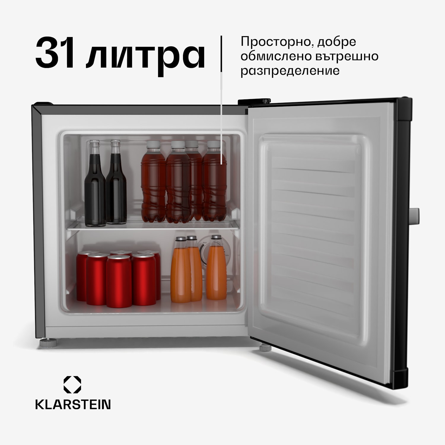 Хладилник и фризер Irene, компактен, фризер и хладилник в едно, икономичен Ретро | Черно