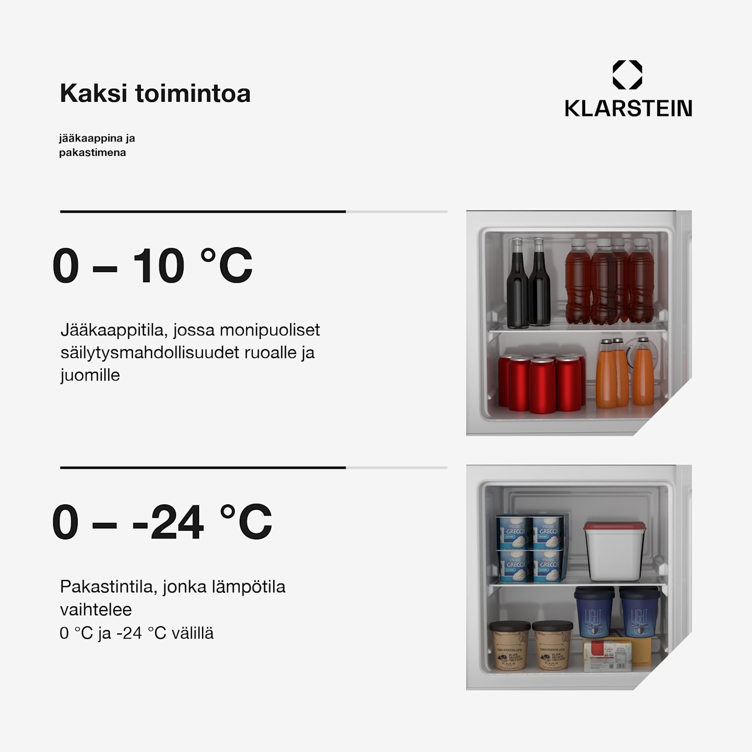 Irene Retro jääkaappipakastin | 31 litraa | pakastin & jääkaappi yhdessä | taloudellinen Retro | Musta