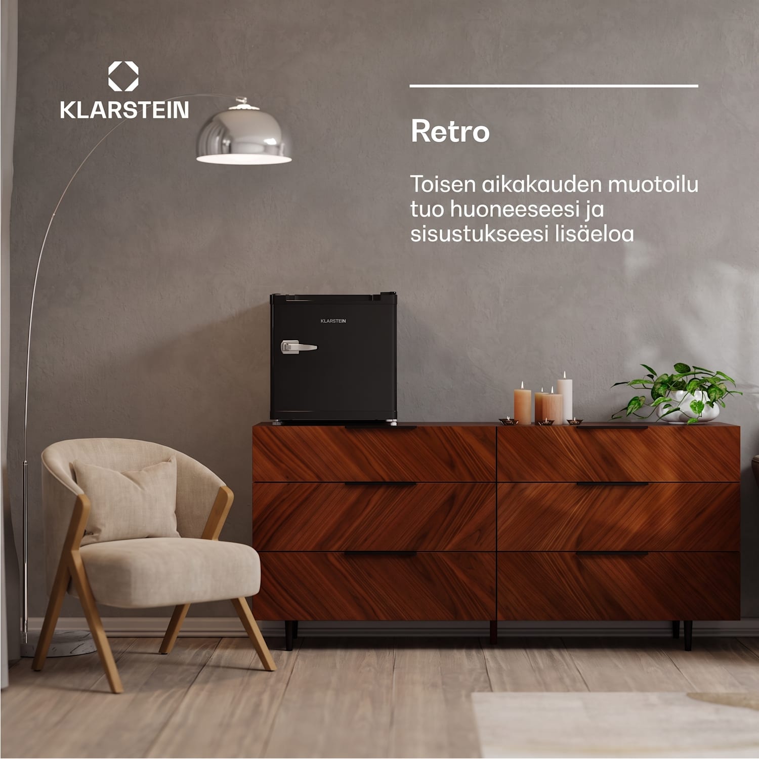 Irene Retro jääkaappipakastin | 31 litraa | pakastin & jääkaappi yhdessä | taloudellinen Retro | Musta