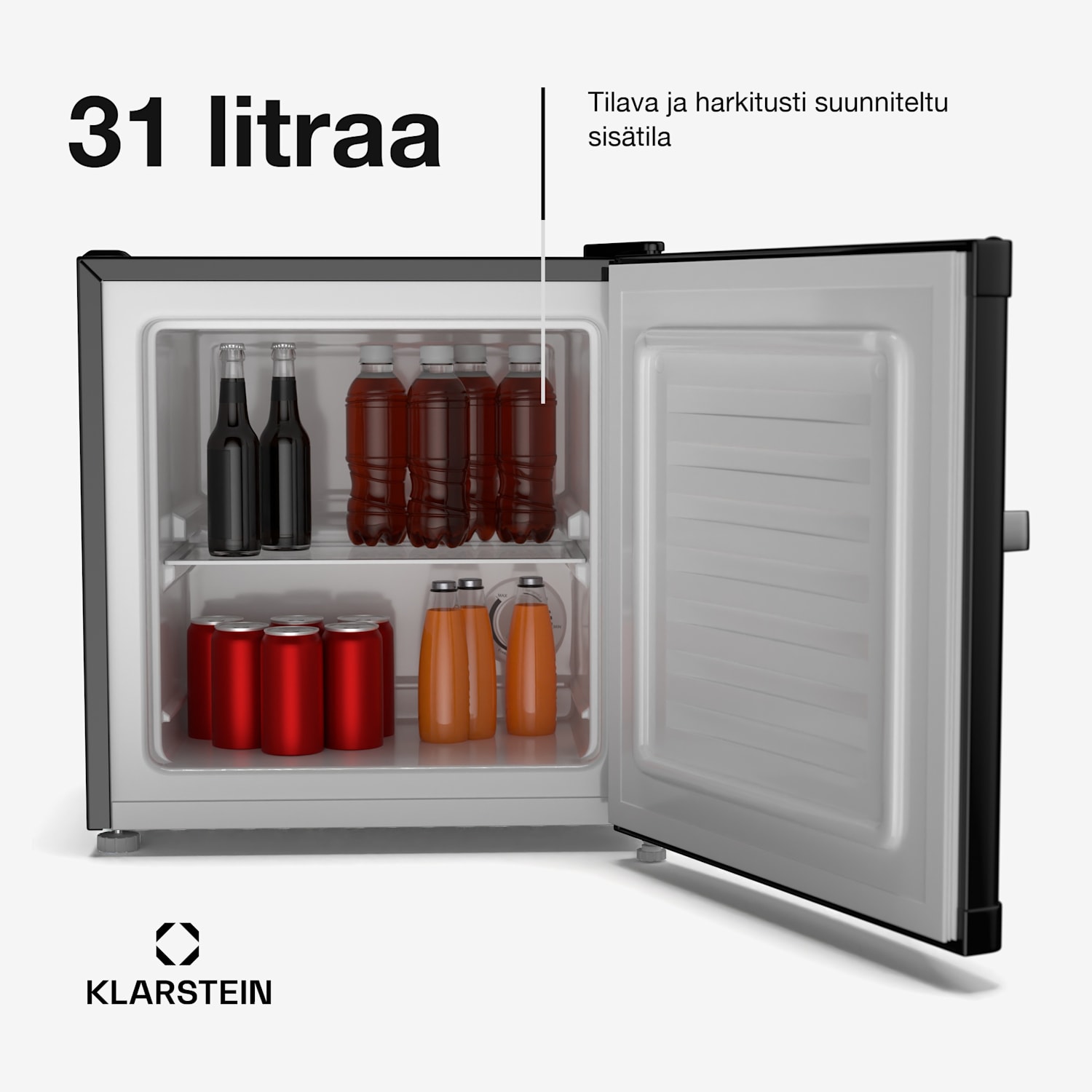 Irene Retro jääkaappipakastin | 31 litraa | pakastin & jääkaappi yhdessä | taloudellinen Retro | Musta