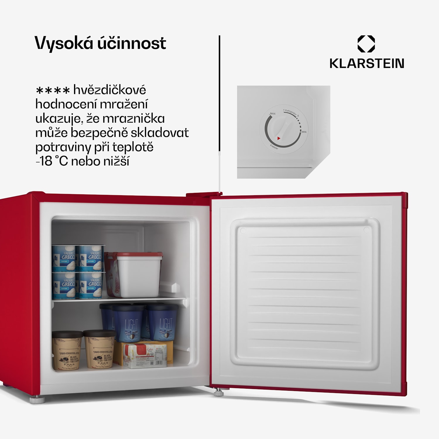Irene Retro lednice a mrazák, 31 litrů, lednice a mrazák v jednom, úsporná Retro | Červená