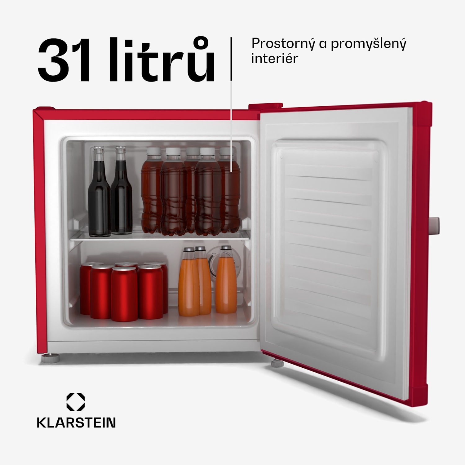 Irene Retro lednice a mrazák, 31 litrů, lednice a mrazák v jednom, úsporná Retro | Červená