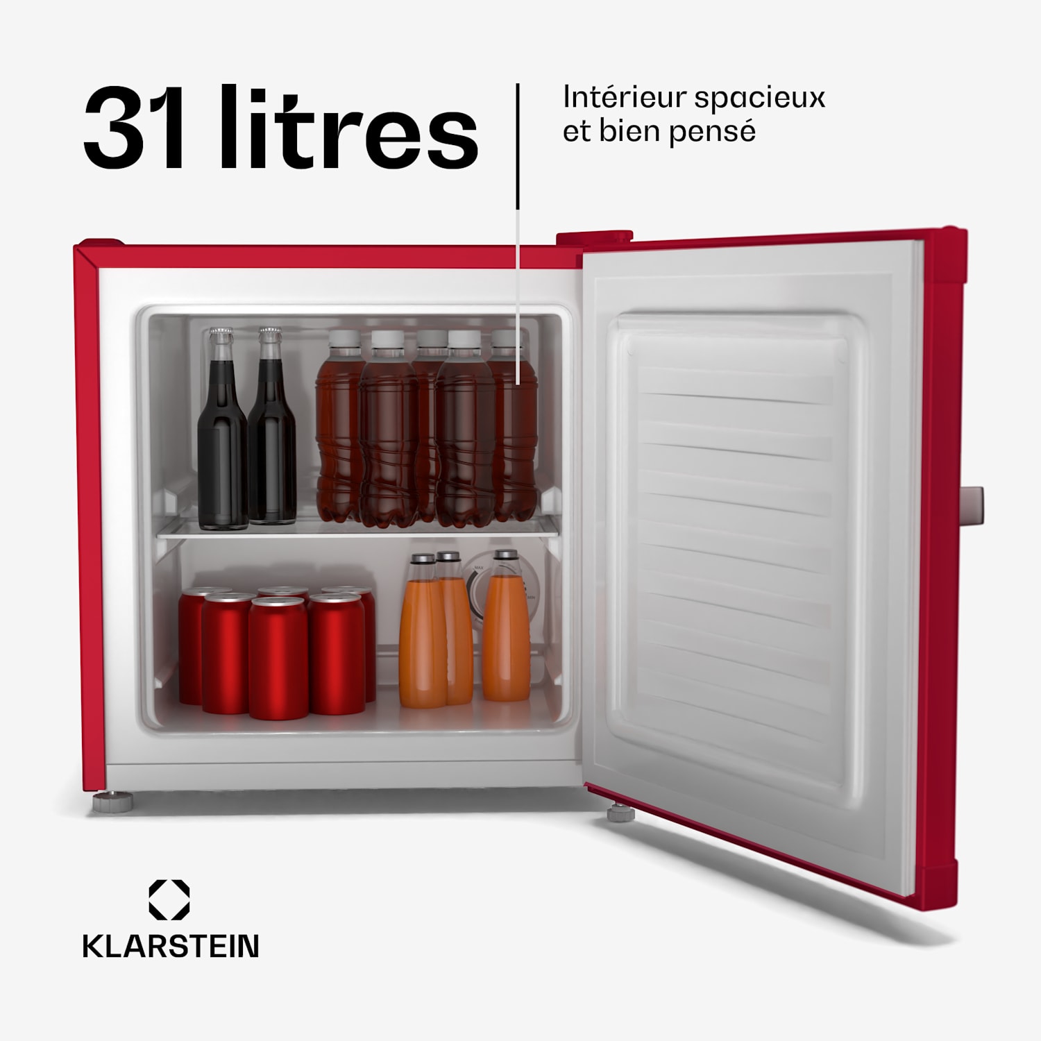 Irene retro koelvriescombinatie | 31 liter | vriezer & koelkast ineen | zuinig Retro | Rood