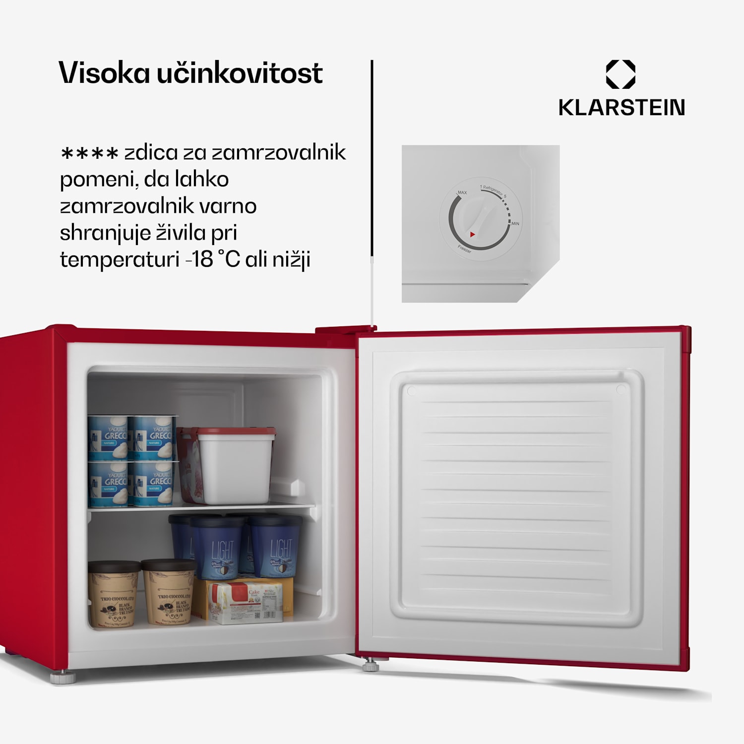 Irene Retro hladilnik in zamrzovalnik, 31 litrov, zamrzovalnik in hladilnik v enem, ekonomično Retro | Rdeča