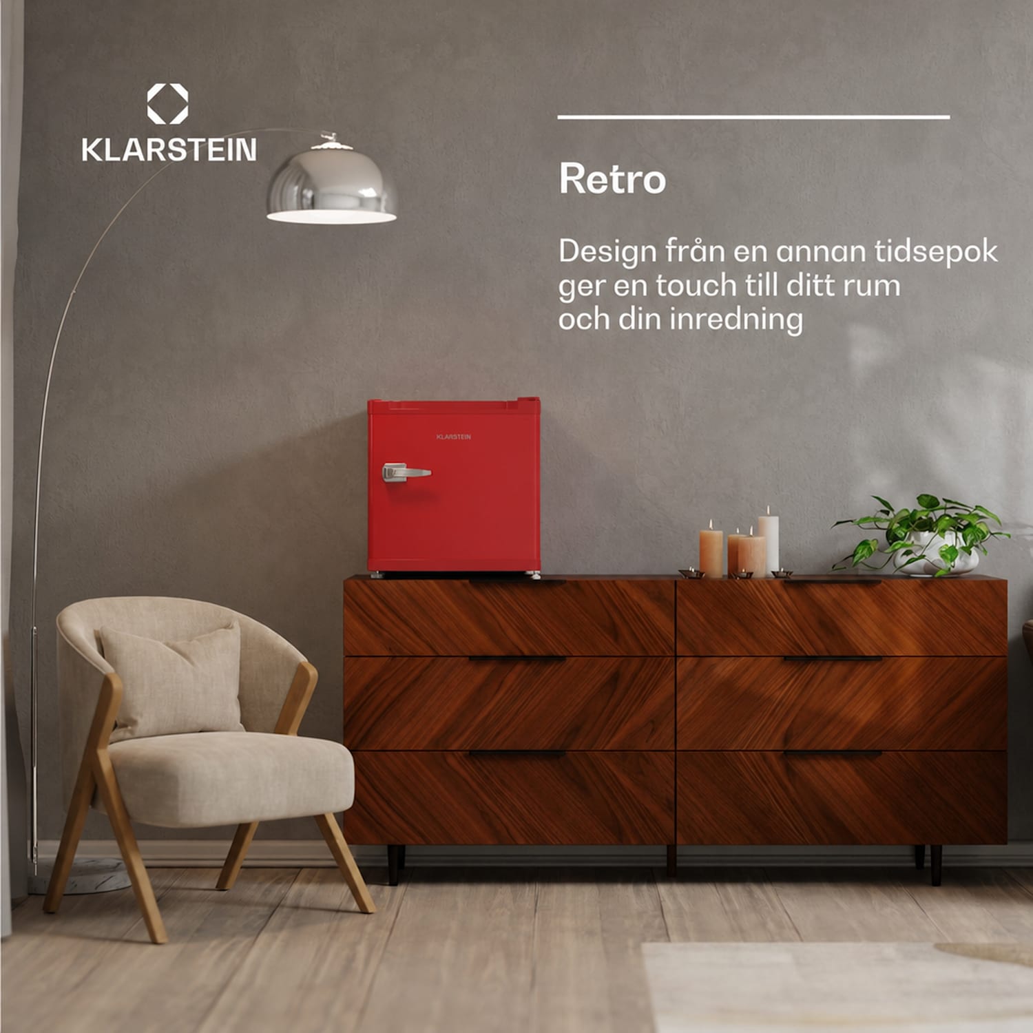 Irene Retro kyl/frys | 31 liter | frys och kyl i ett | energisnål Retro | Röd