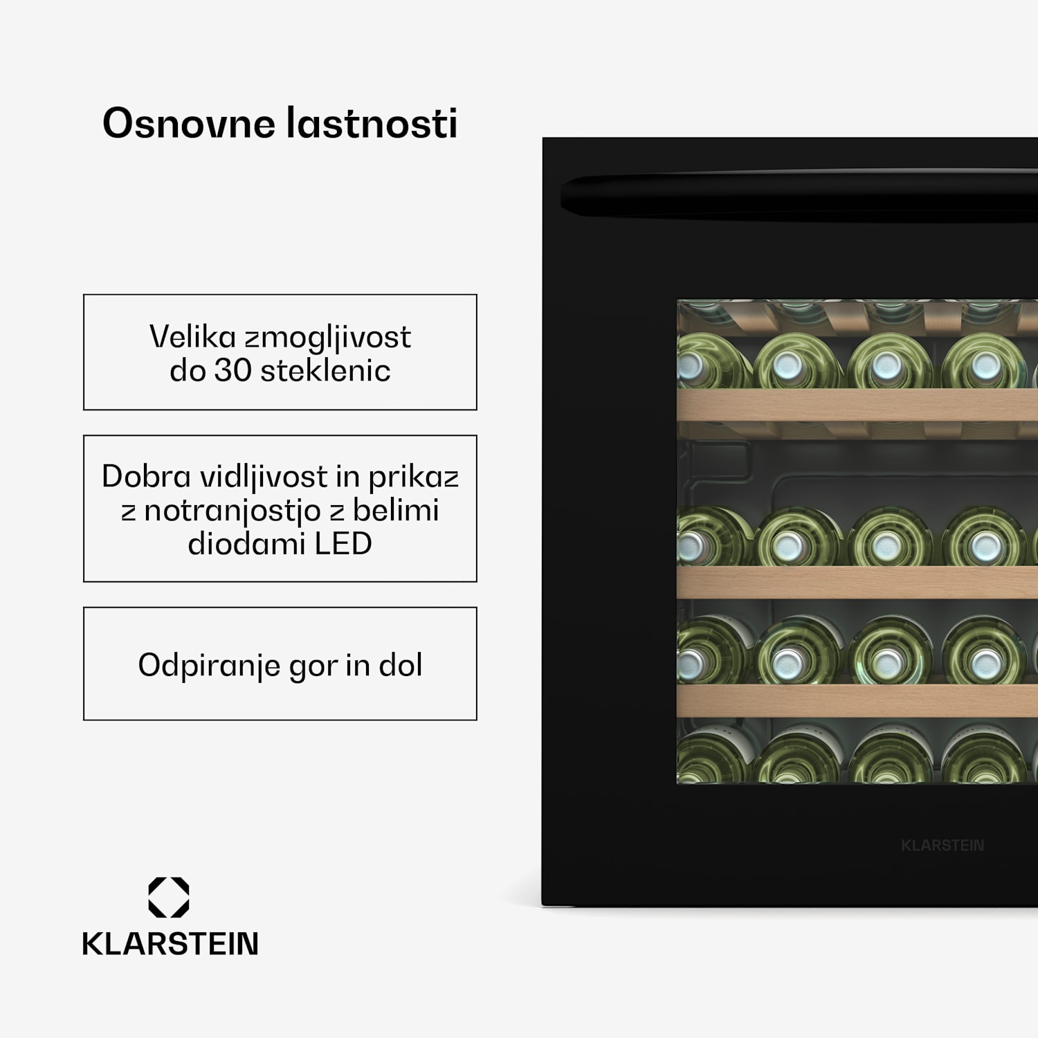 Vinsider 30 Built-In Uno, 30 steklenic, integriran, LED, tihi 