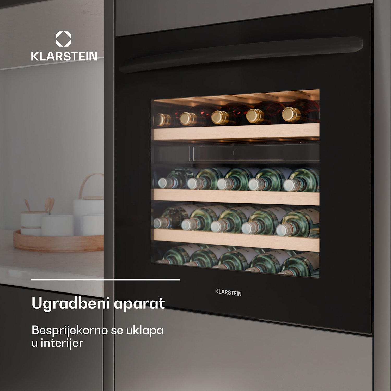 Vinsider 30 Built-In Duo hladnjak za vino, 30 boca, integrabilan, LED, tihi rad 
