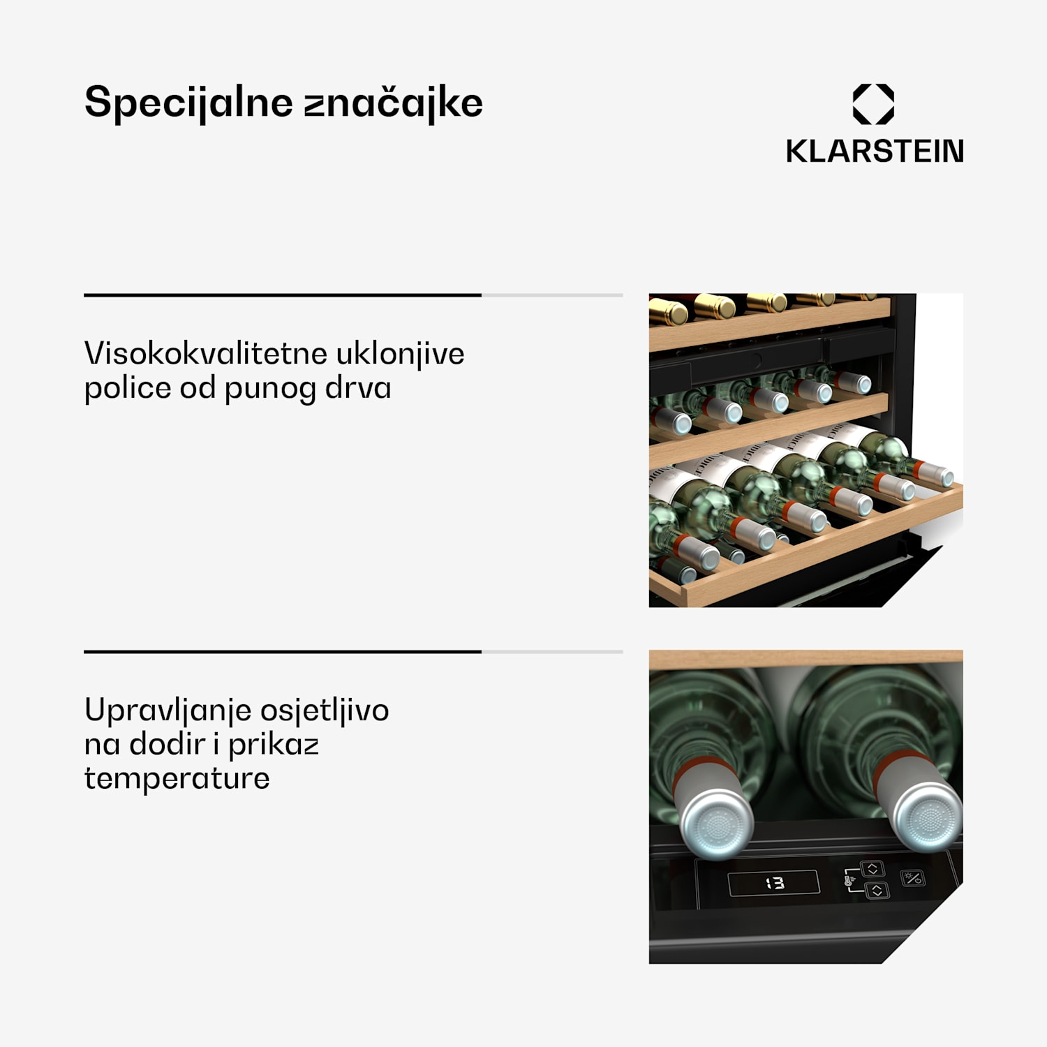 Vinsider 30 Built-In Duo hladnjak za vino, 30 boca, integrabilan, LED, tihi rad 