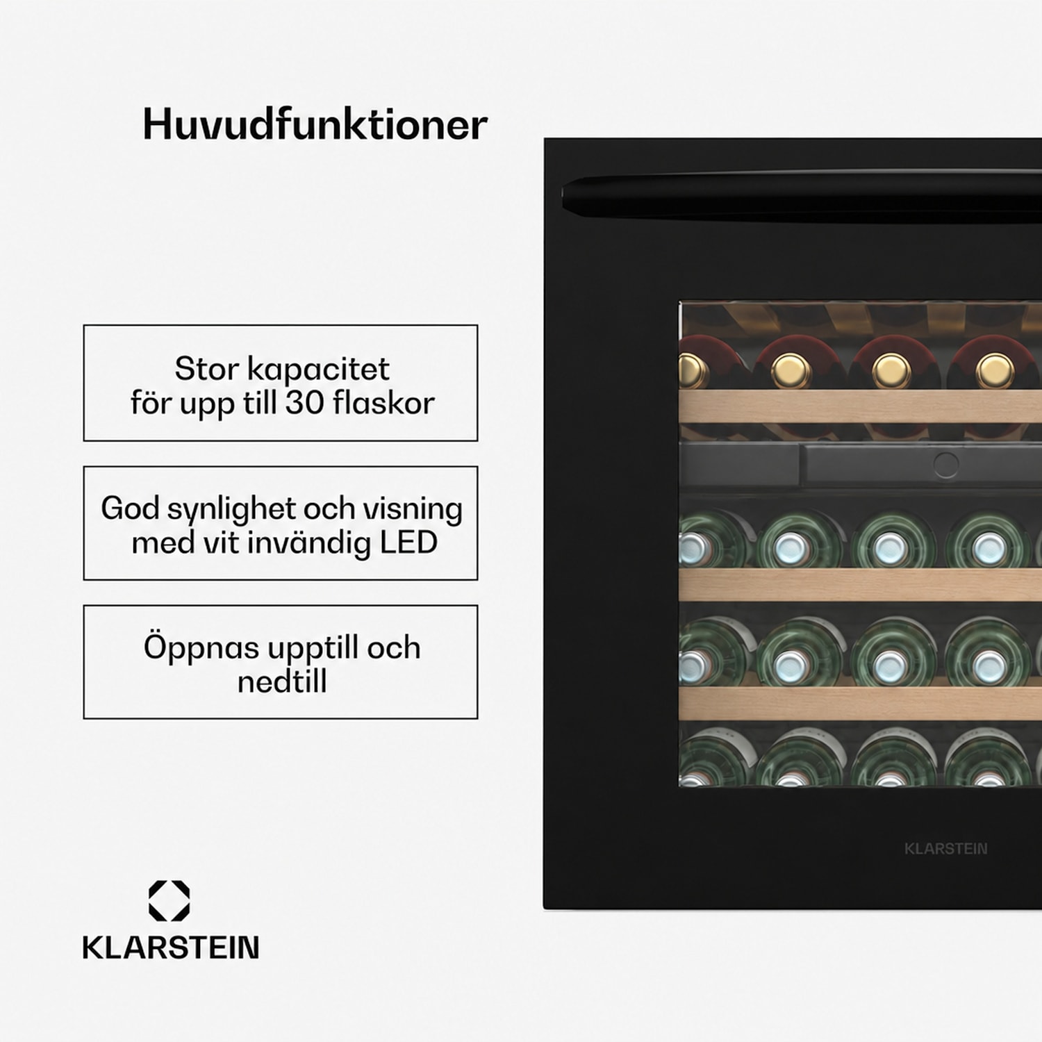 Klarstein Vinoline 30 Inbyggt Duo vinskåp | 30 flaskor | integrerbart | LED | tyst 
