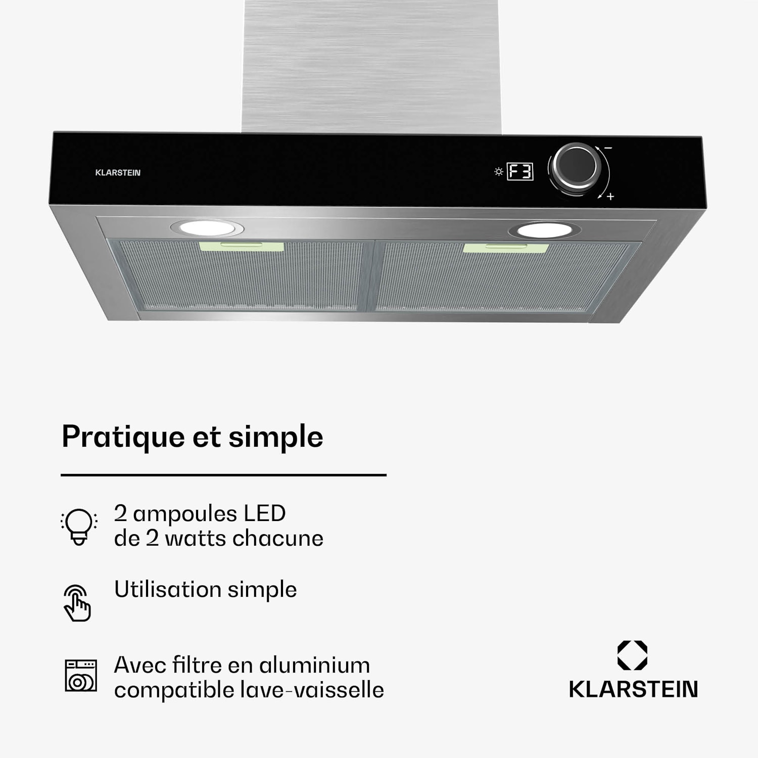 AirNova afzuigkap | recirculatie en afvoer | energielabel A++ | 110 W | 620 m³/h 60 cm | Roestvrij Staal