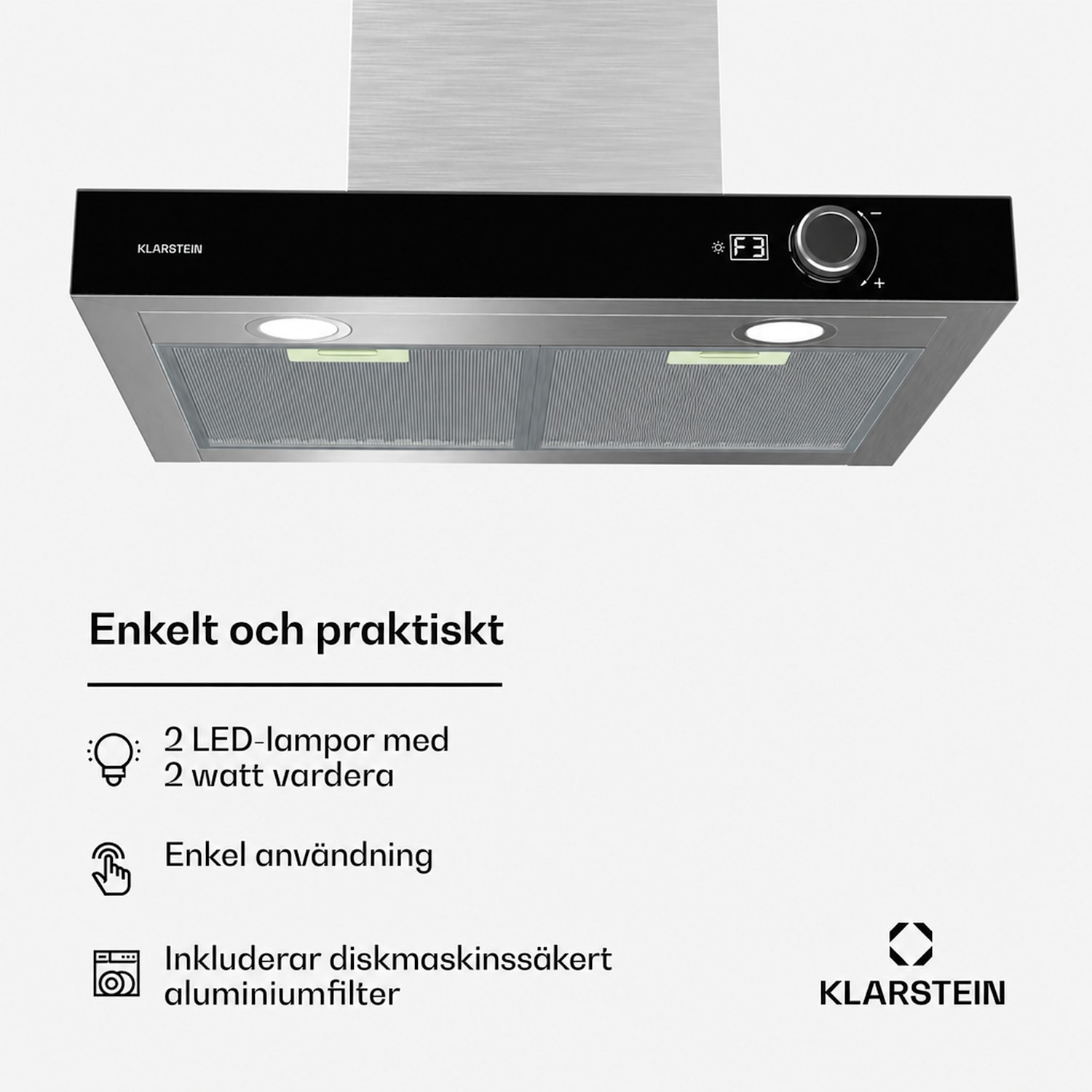 AirNova köksfläkt | Recirkulation och frånluft | Energieffektivitet A++ | 110 W | 614 m³/h 60 cm