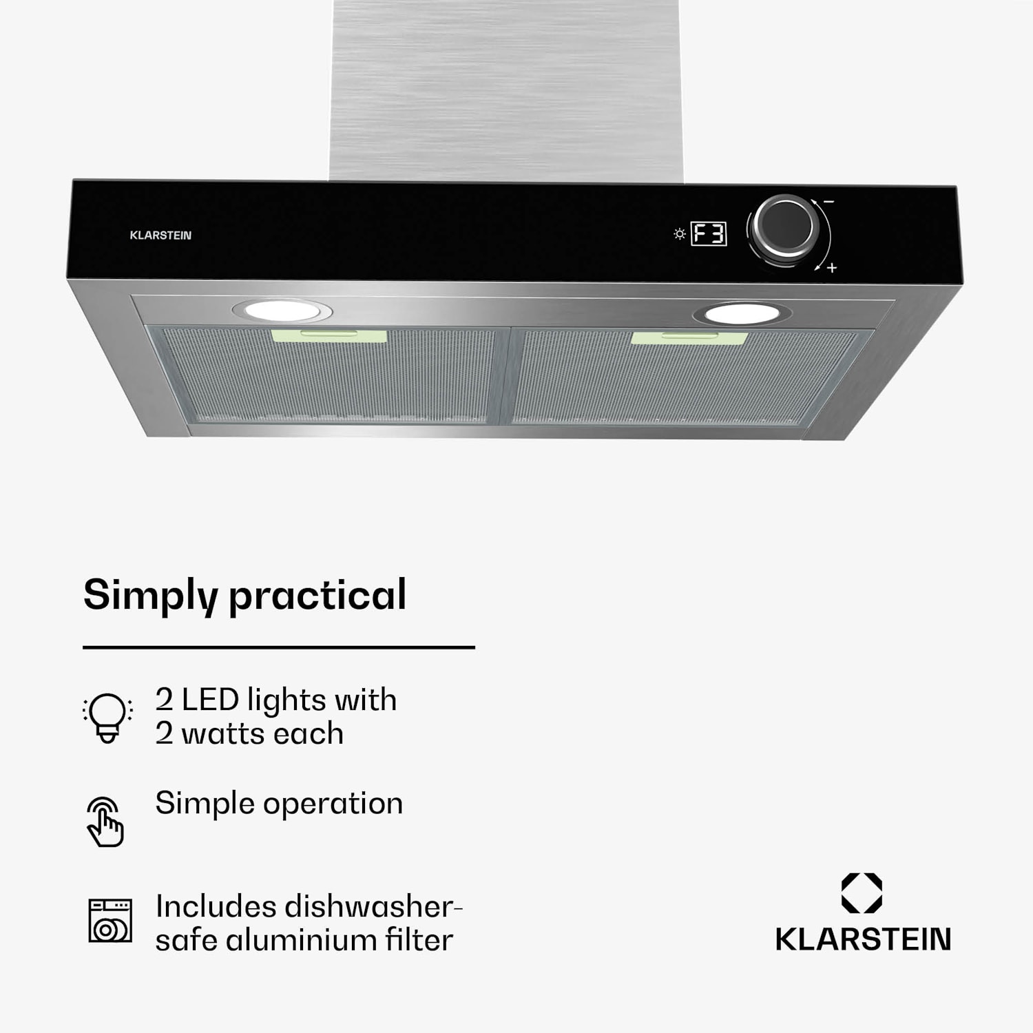 AirNova afzuigkap | recirculatie en afvoer | energielabel A++ | 110 W | 620 m³/h 60 cm | Roestvrij Staal