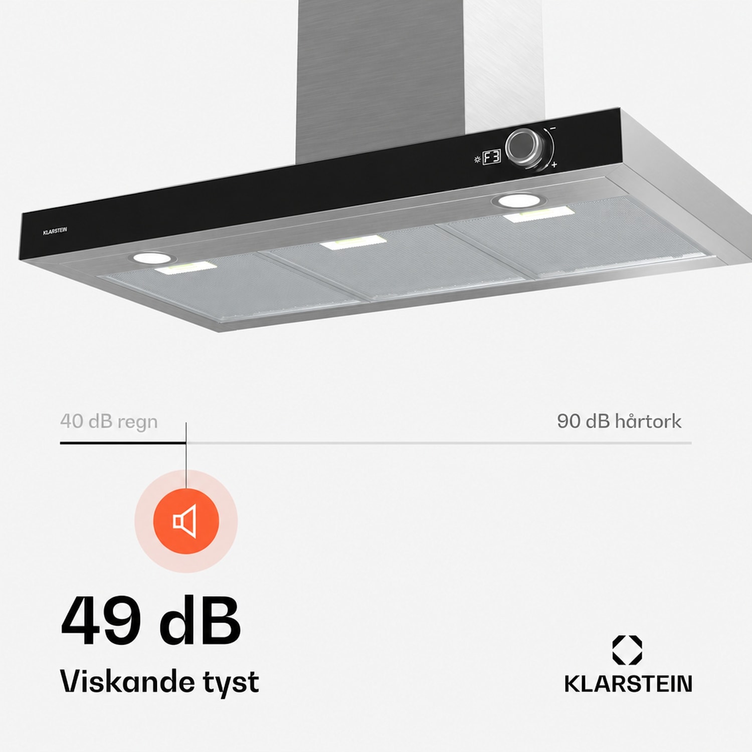 AirNova köksfläkt | Recirkulation och frånluft | Energieffektivitet A++ | 110 W | 628 m³/h 90 cm