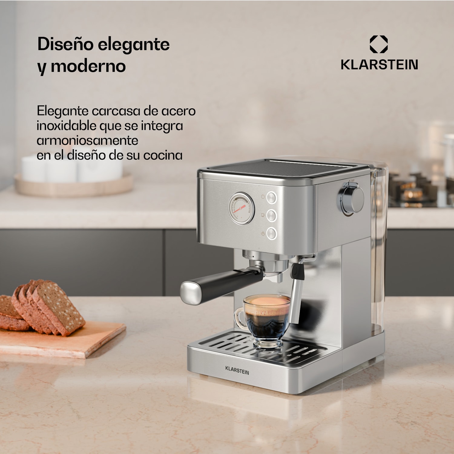 Portafiltro SteelPresso | Compacto | 20 bar | Vaporizador | bandeja de calor compacto | Acero Inoxidable