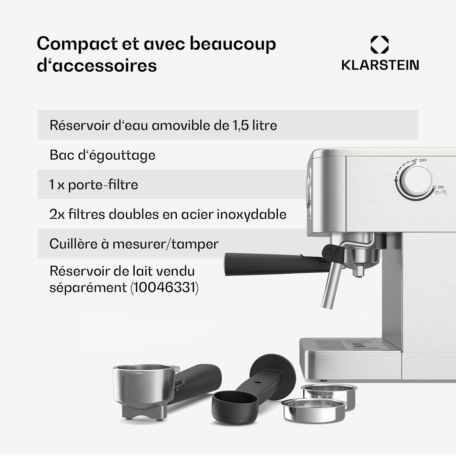 SteelPresso portafiltermachine | compact | 20 bar | steamer | warmhoudplaatje compact | Roestvrij Staal