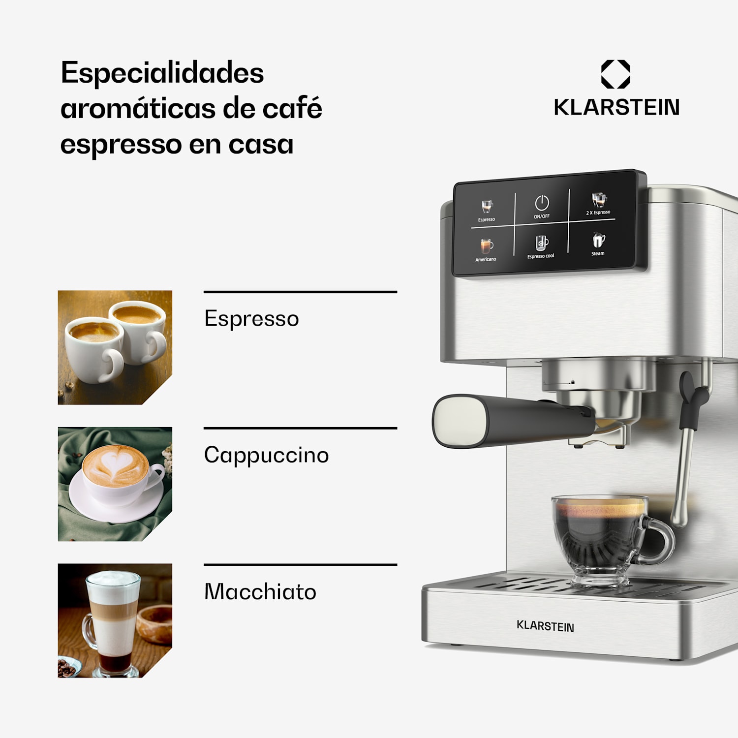 Portafiltro SteelPresso máquina portafiltro | Pantalla táctil | 20 bar | Acero inoxidable 