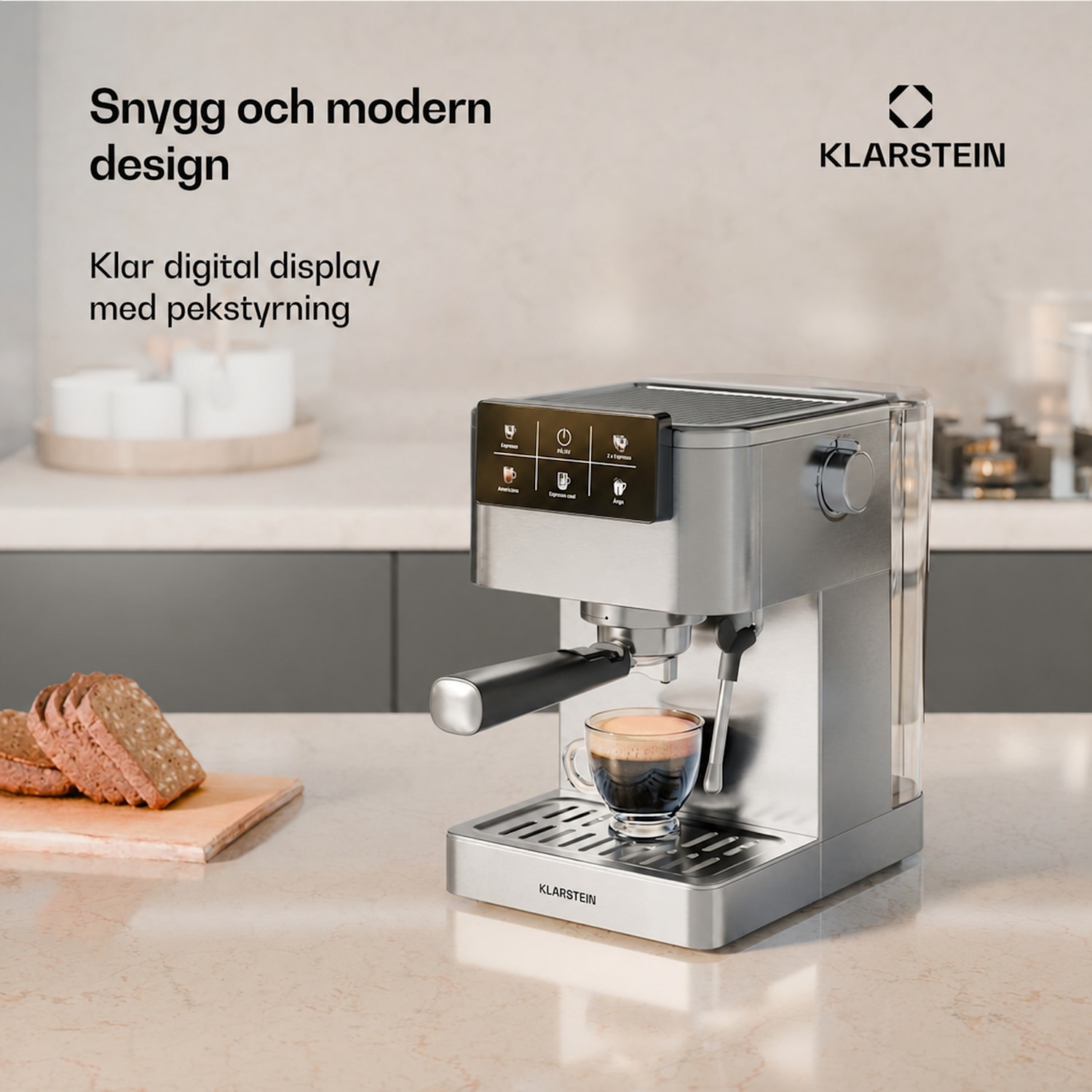 SteelPresso Touch espressomaskin | touch-display | 20 bar | rostfritt stål pekskärm | Rostfritt Stål
