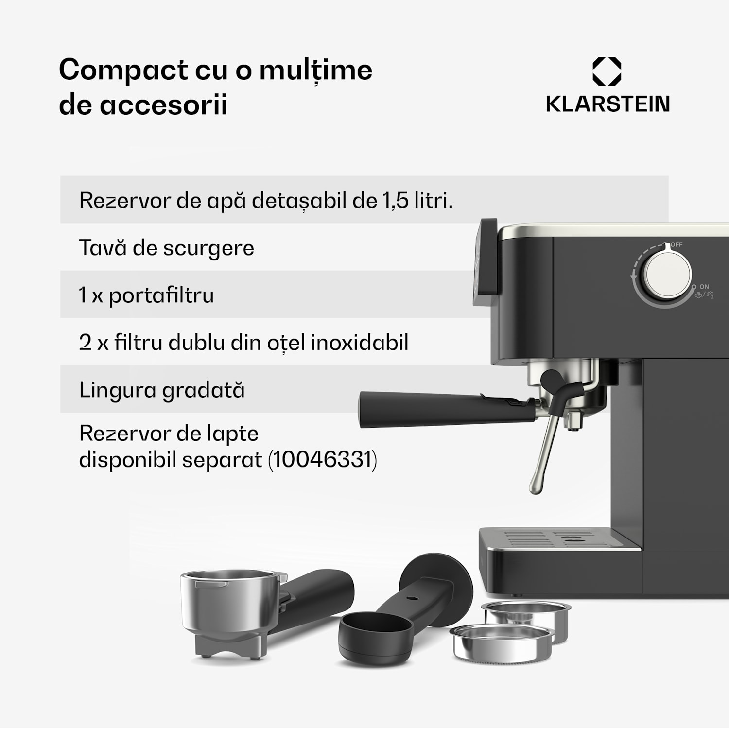 Mașină de cafea SteelPresso cu portafiltru, Compact, 20 bar 