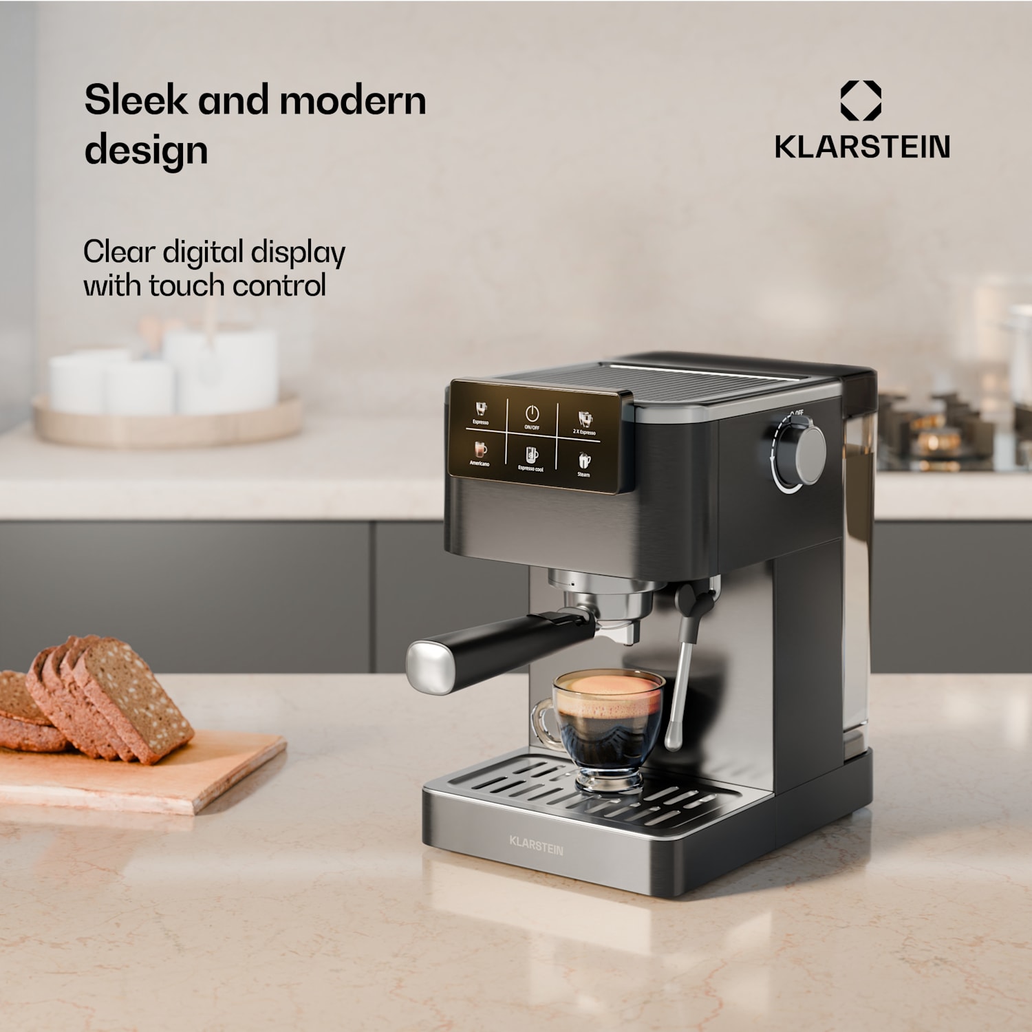 SteelPresso Touch portafiltermachine | touch display | 20 bar | rvs 