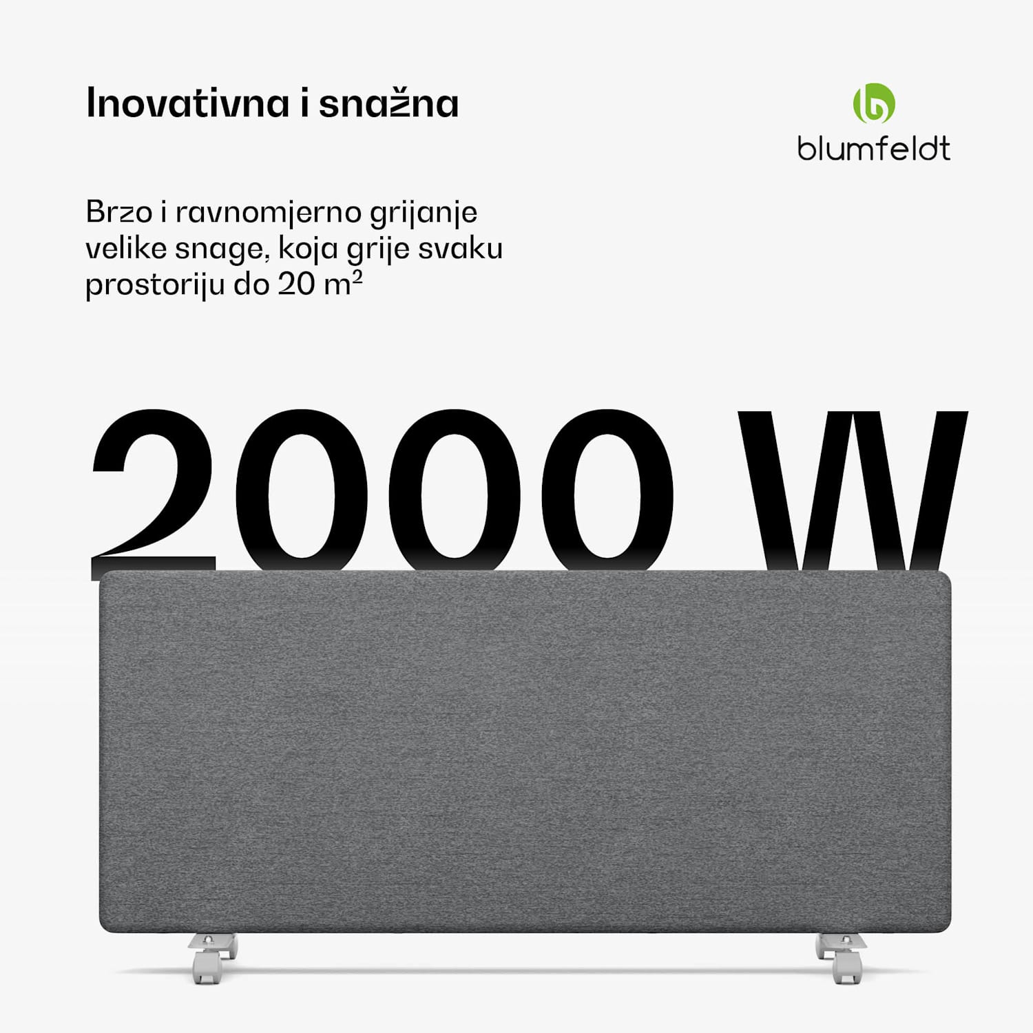 ThermaTouch konvektor, 2000 W, elegantan dizajn, upravljanje na dodir, do 20 m² Svijetlo siva