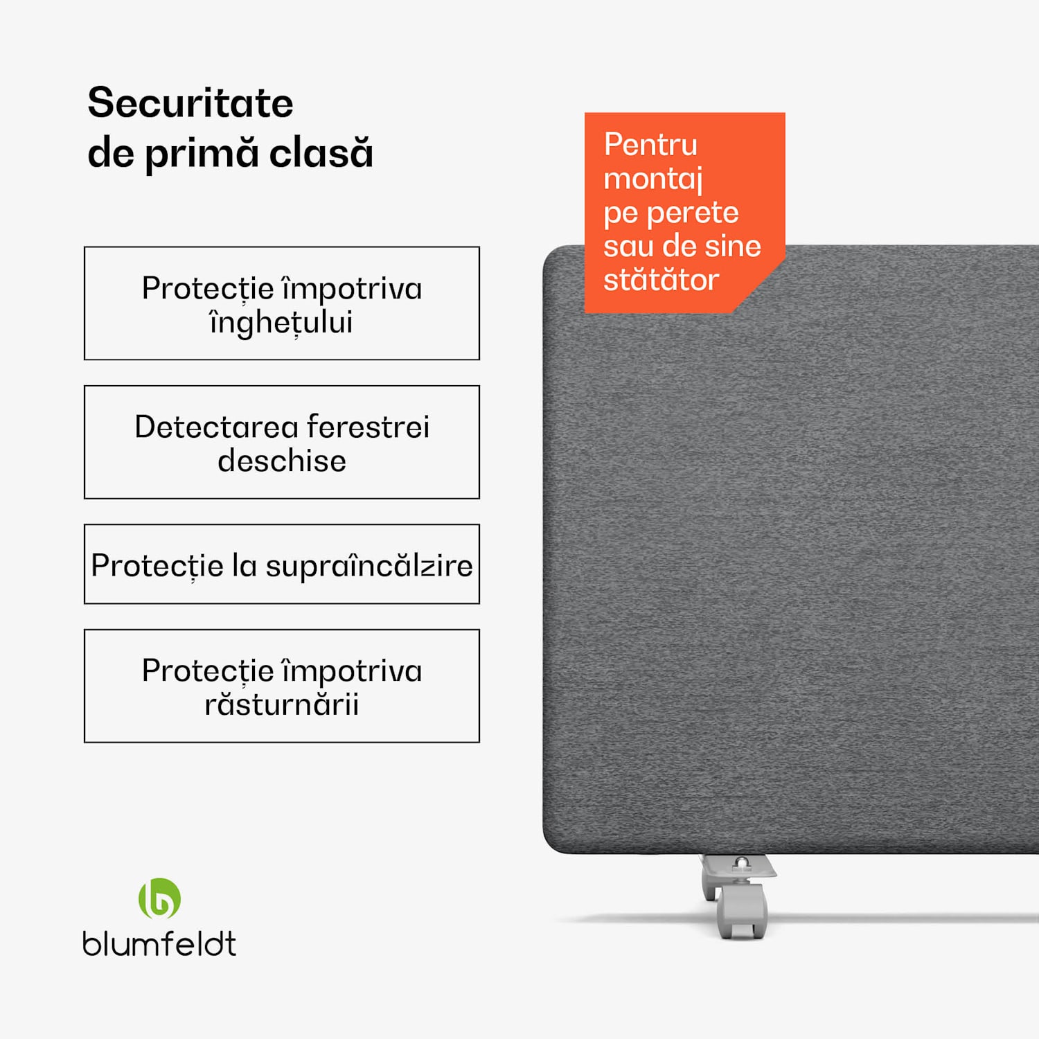 Convector ThermaTouch, 2 000 W, design elegant, control tactil, până la 20 m² Gri deschis